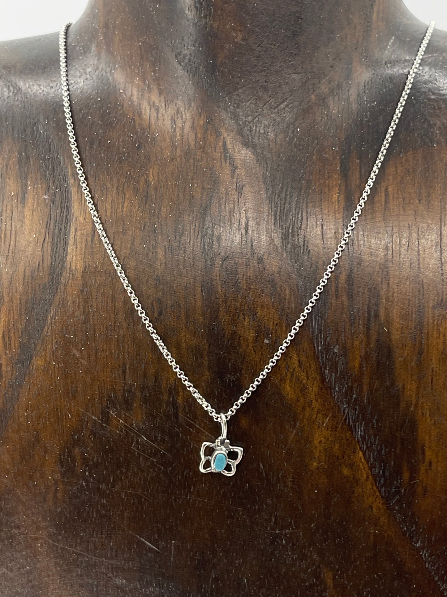 18" Tiny Turquoise Butterfly Necklace