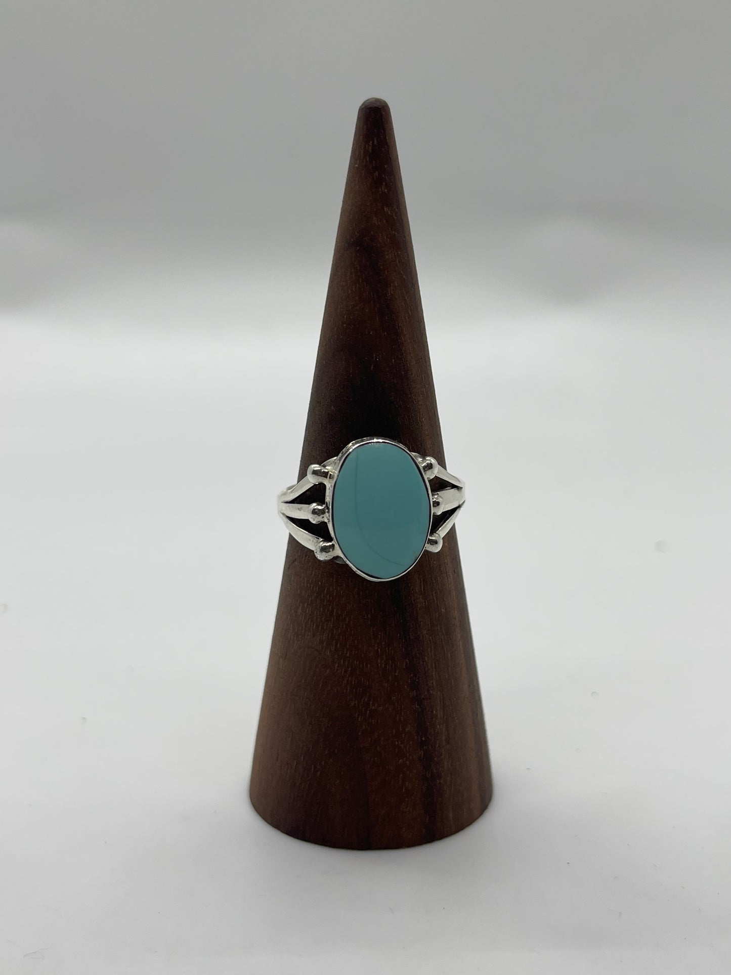 8.5 Turquoise Oval Ring by Charlene Yazzie, Navajo