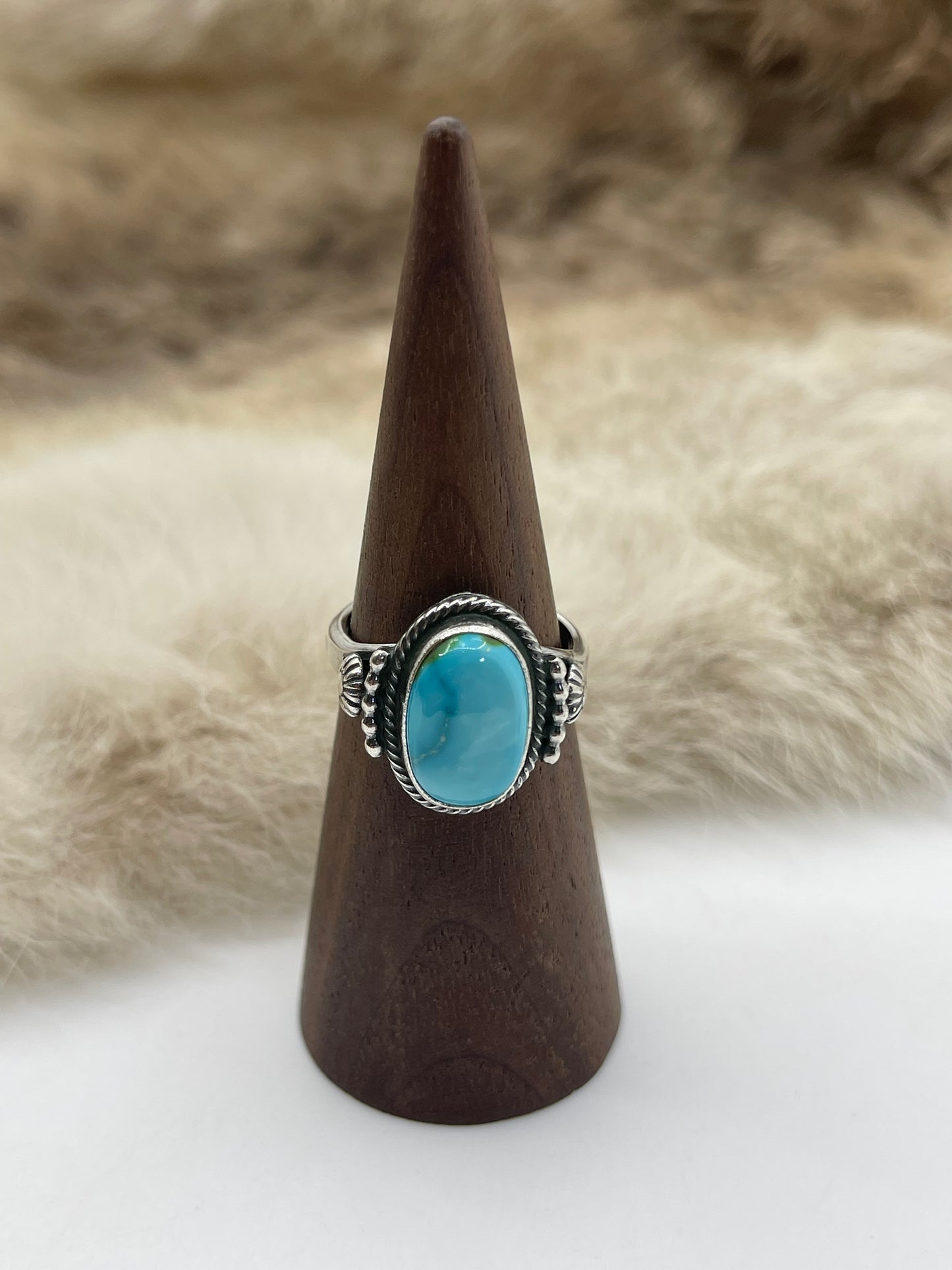 8.0 Sonoran Gold Turquoise Ring by Samuel Yellowhorse, Navajo
