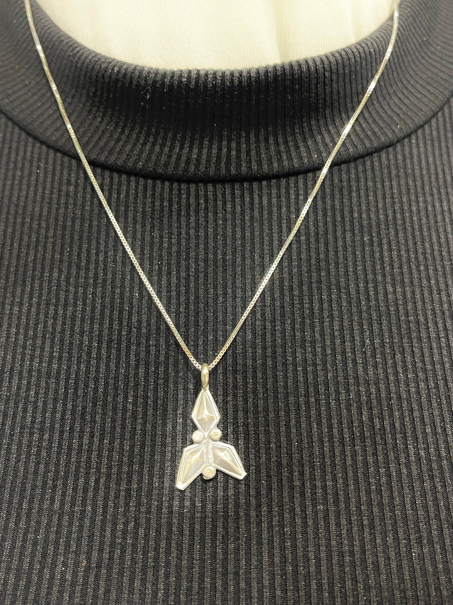 20" Stamped Silver Triangle Pendant