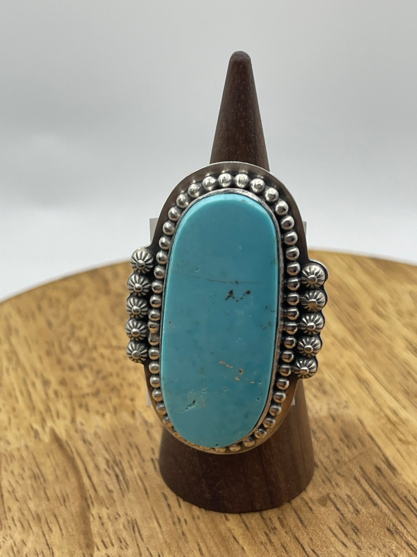 Adjustable Kingman Turquoise Oval Ring