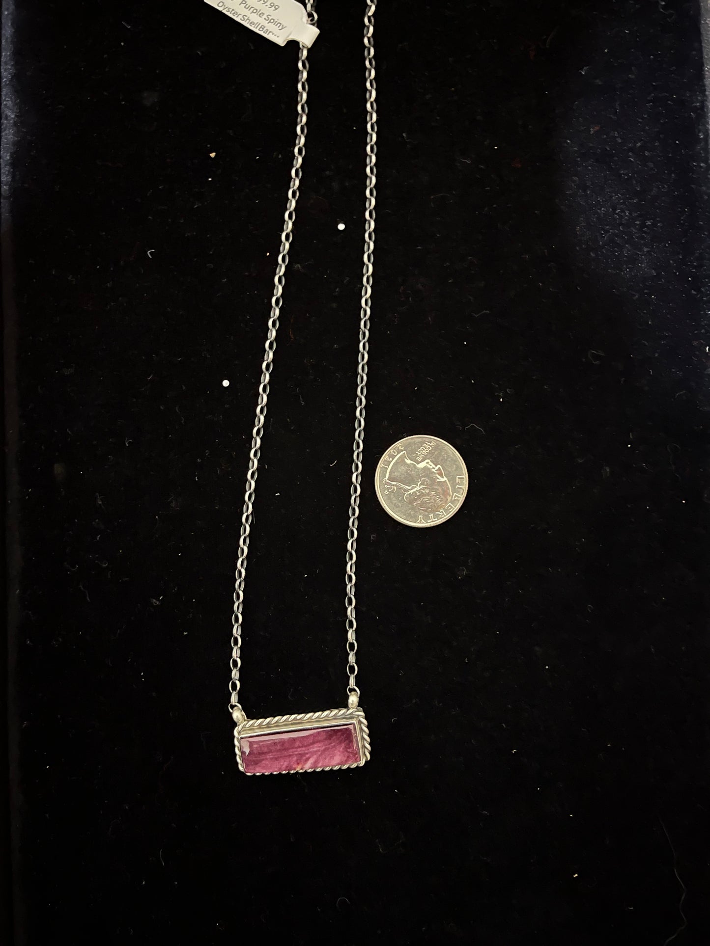 16" Purple Spiny Oyster Shell Bar Necklace by Augustine Largo, Navajo