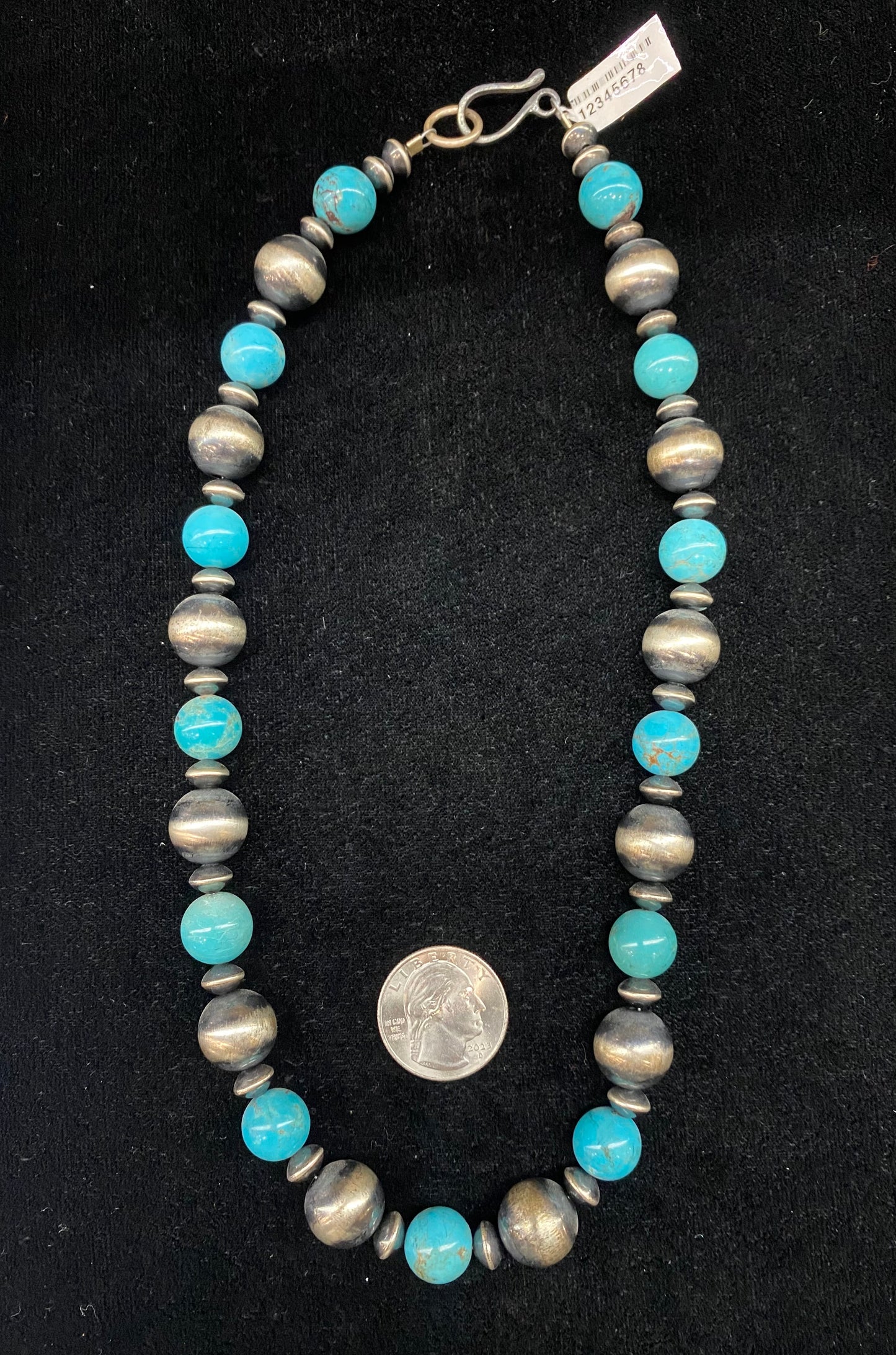 20” 16mm Navajo Pearls with 14mm Kingman Turquoise Beads