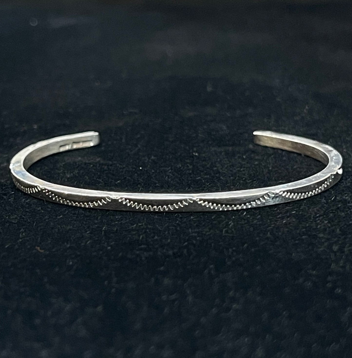 5 1/2"- 7" Square Wire Stamped Cuff by Elaine Tahe, Navajo