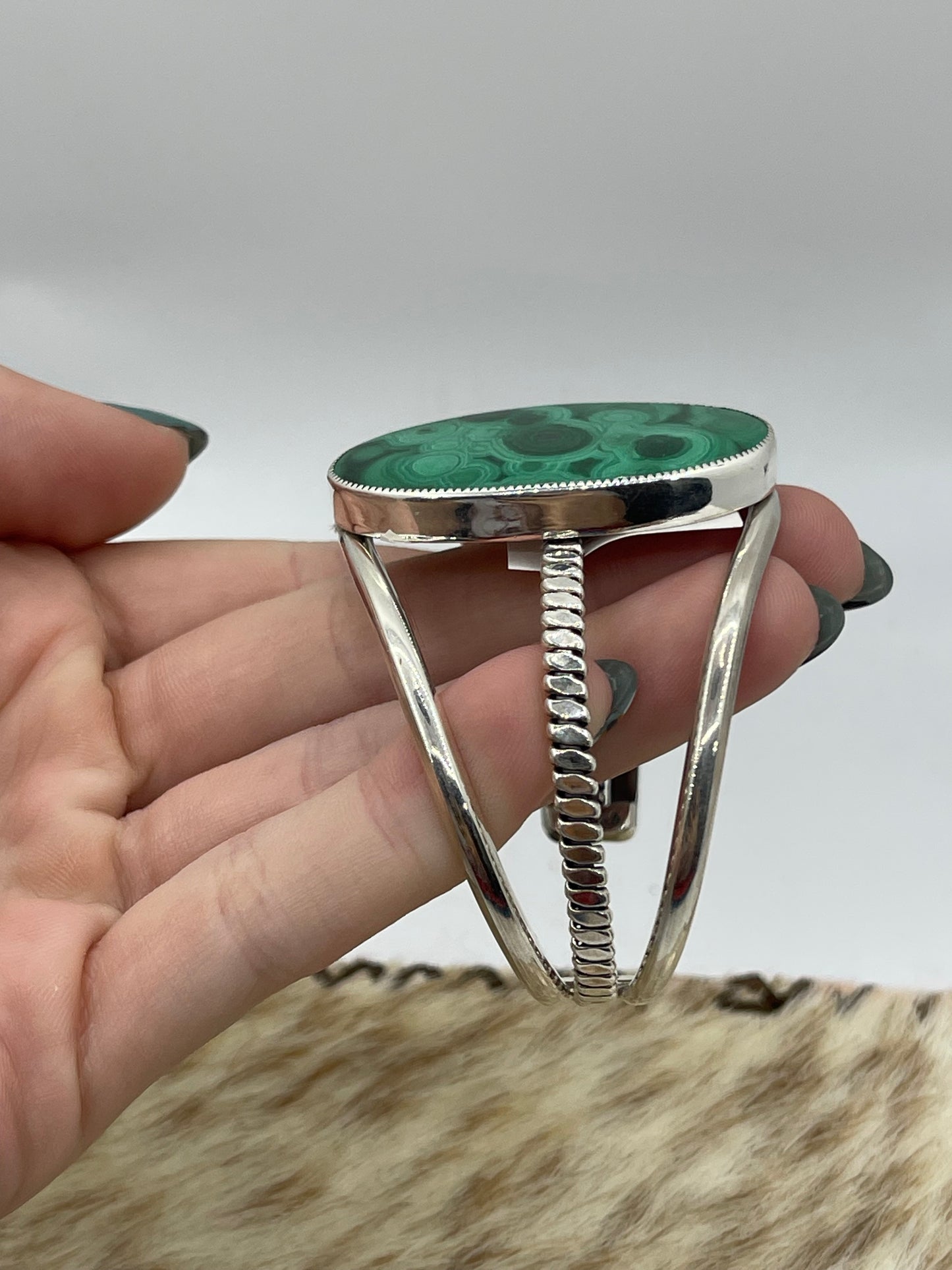 5 1/2"-7" Malachite Chrysocolla Cuff by Dvane Smith, Navajo