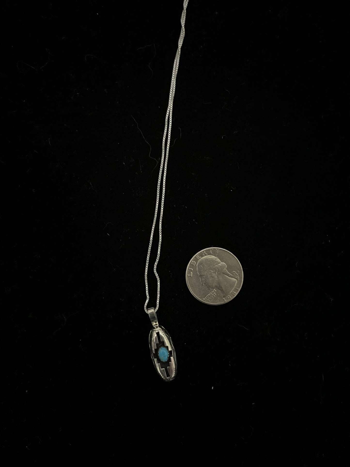 16" Turquoise Shadowbox Pendant Necklace by Felix Perry, Navajo