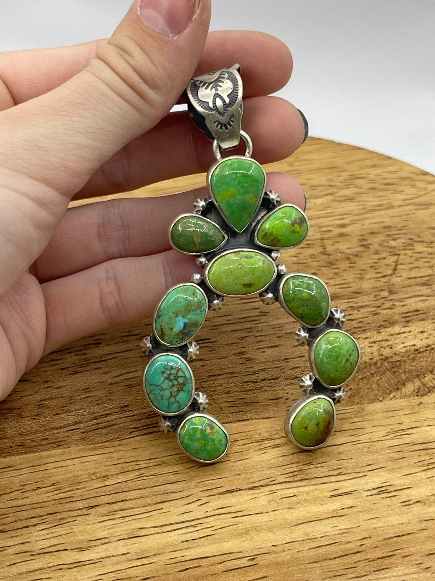 Green Turquoise Naja Pendant with a 10.4mm Bale