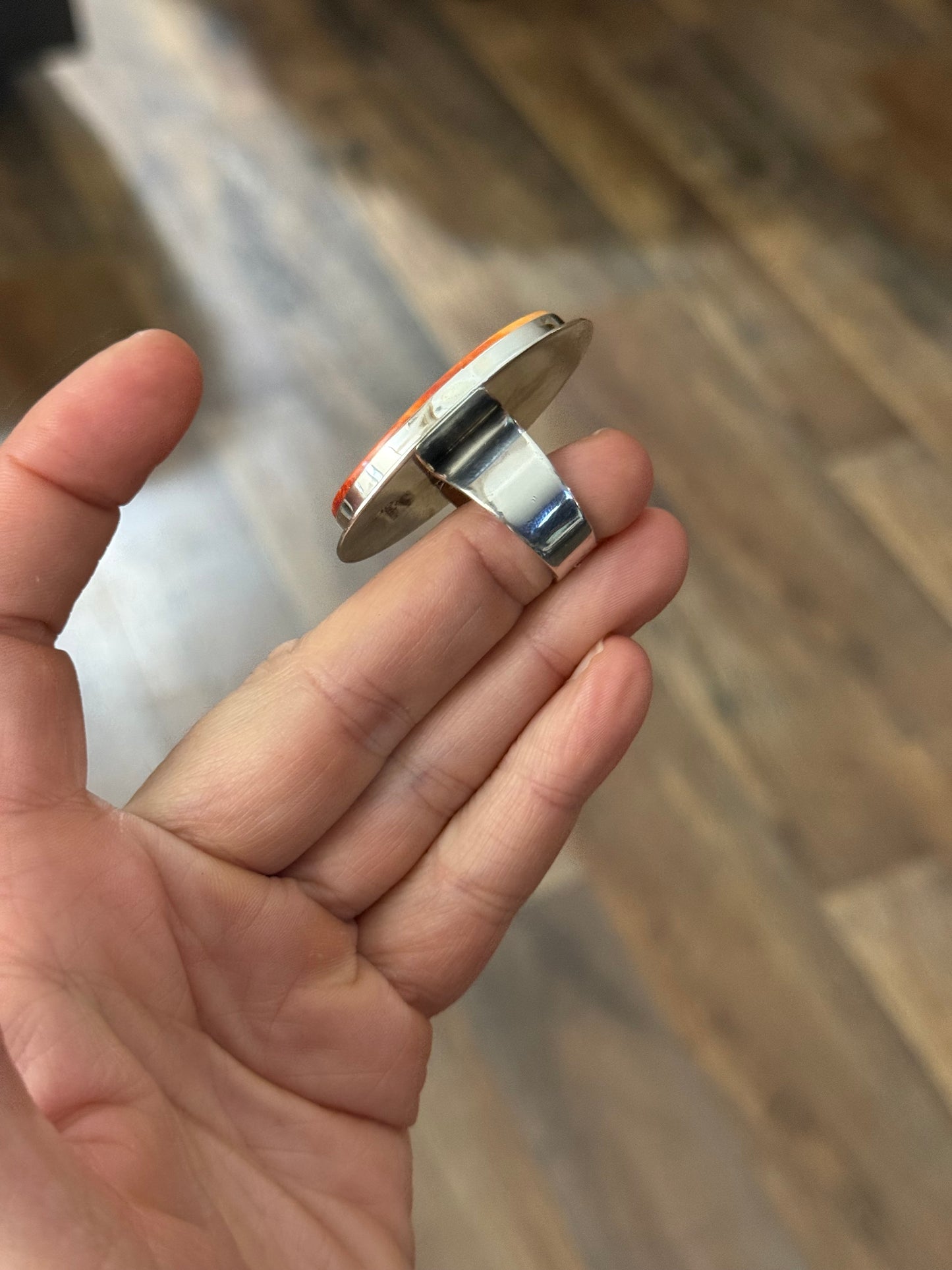 9.5 Spiny Oyster Shell Ring by Marie Jackson, Navajo