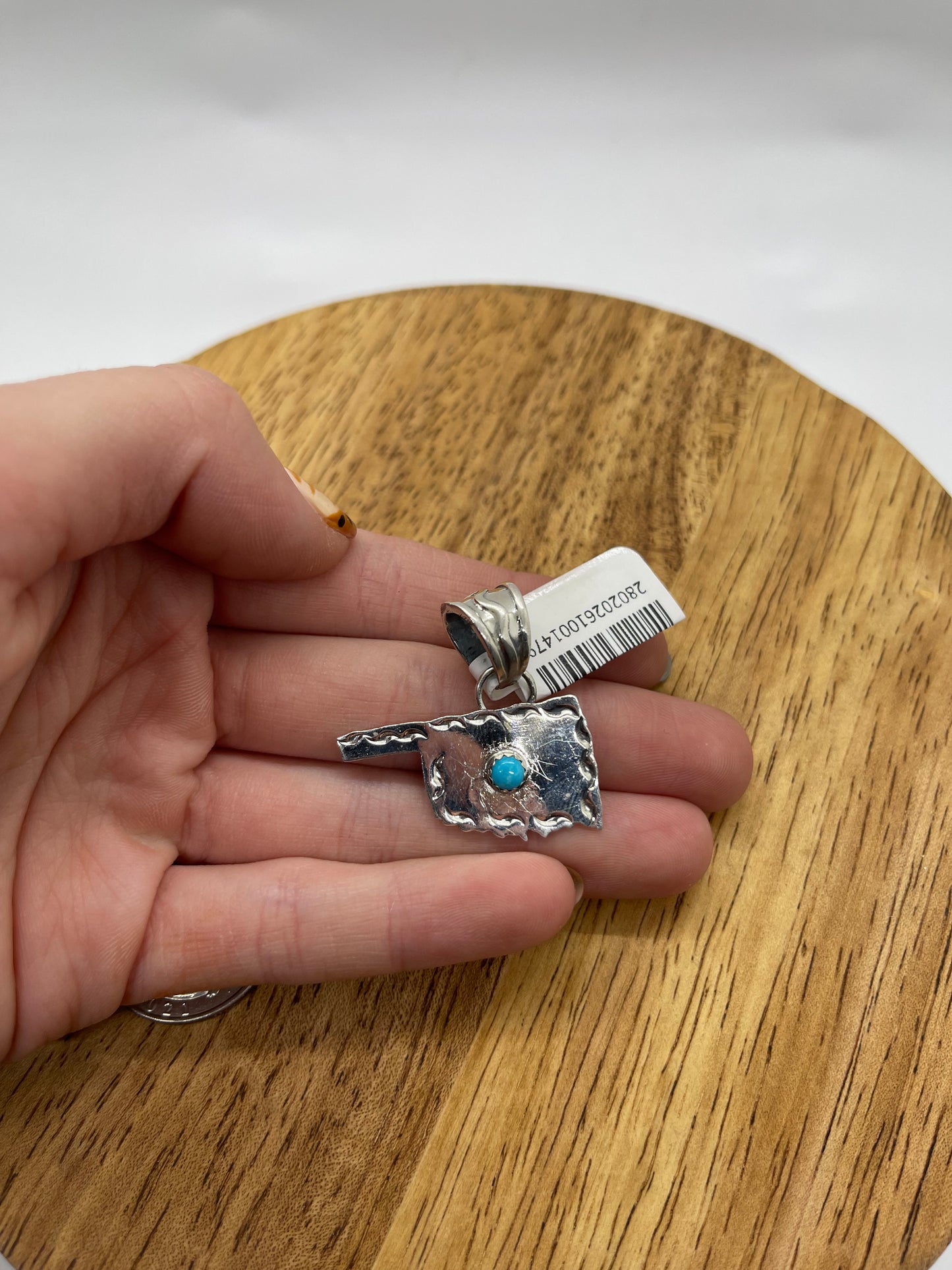 Oklahoma Turquoise Pendant with a 8.2mm Bale by Brandon Belin, Navajo