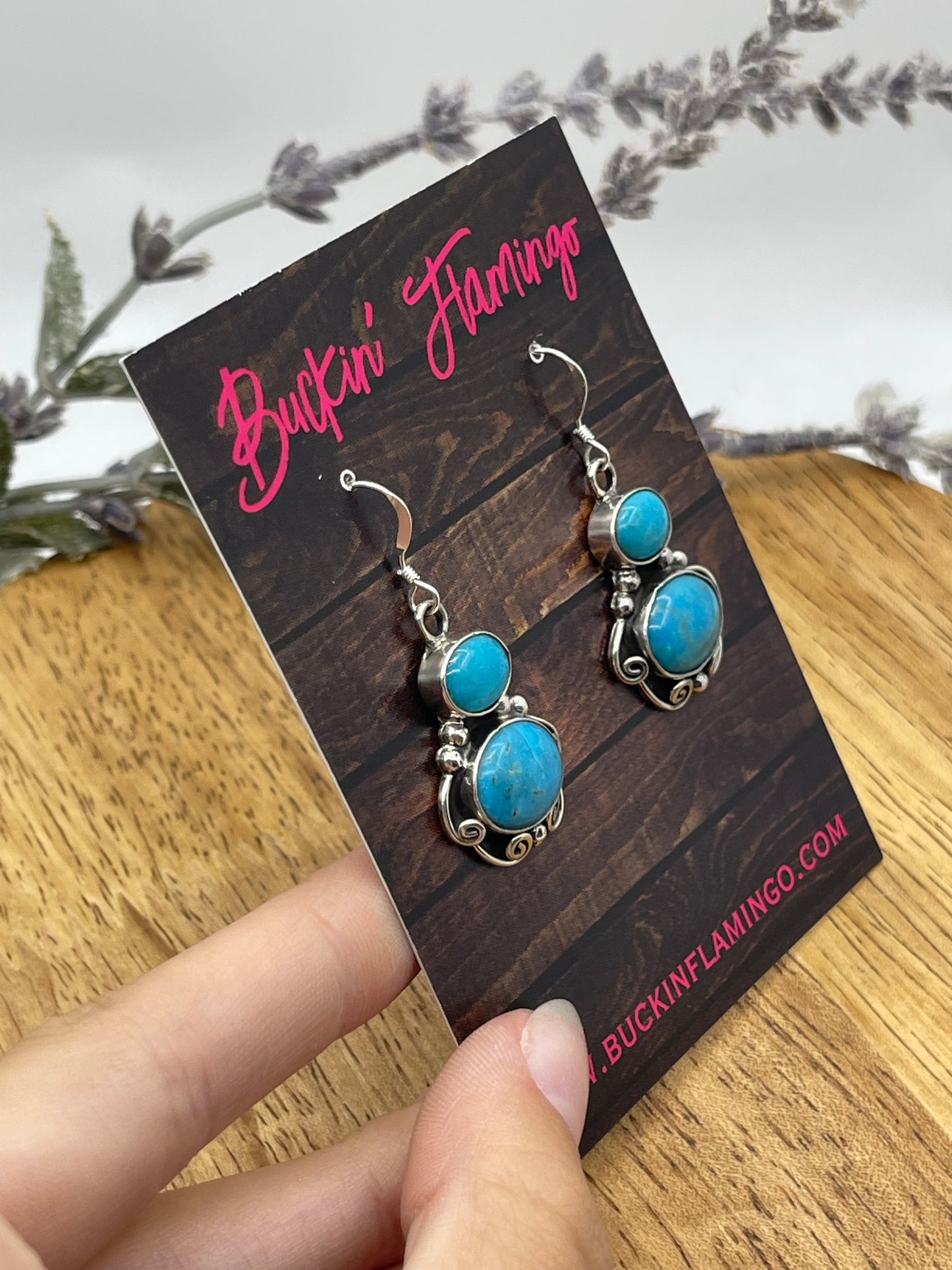 LOT 70 5/24 2 Stone Turquoise Dangle Earrings by Sheena Jack, Navajo