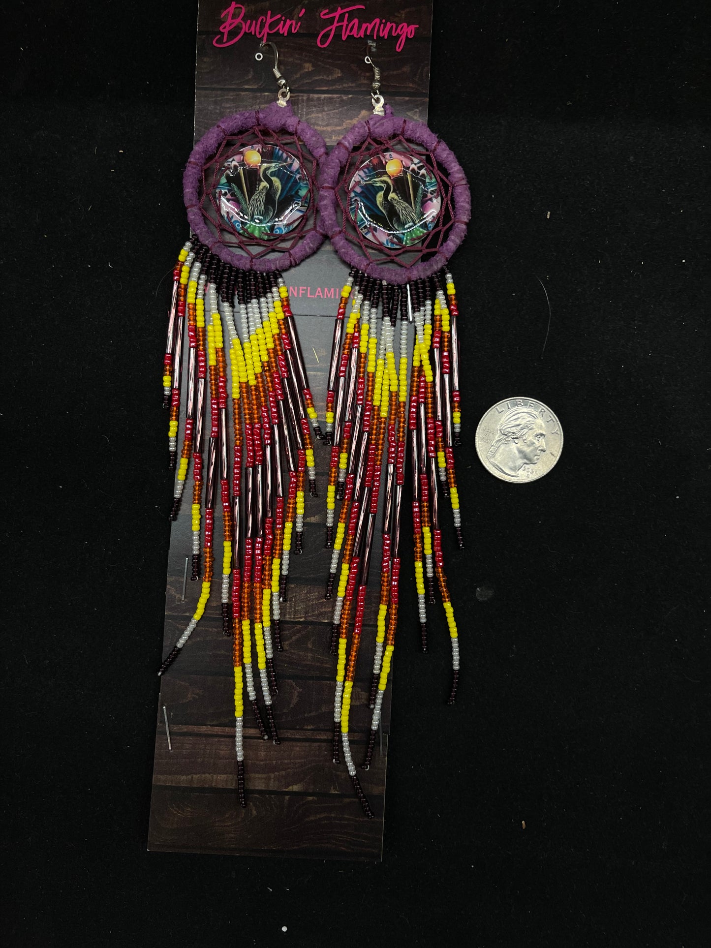 8" Multi Color Beaded Dream Catcher Dangle Earrings