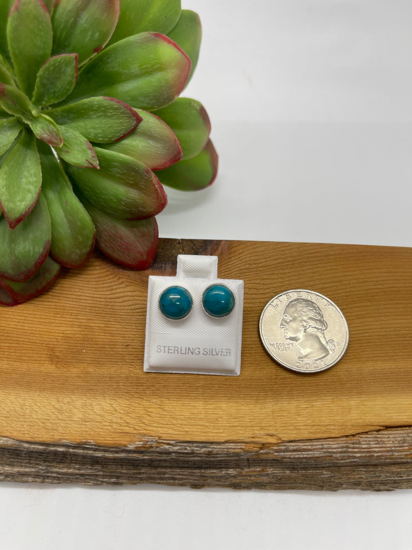 9 mm Turquoise Round Post Earrings