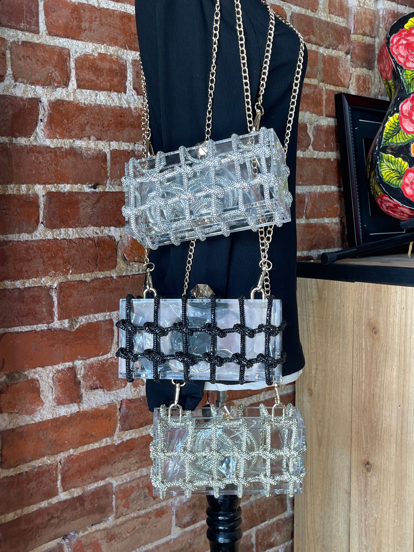 Clear Diamond Rope Purse