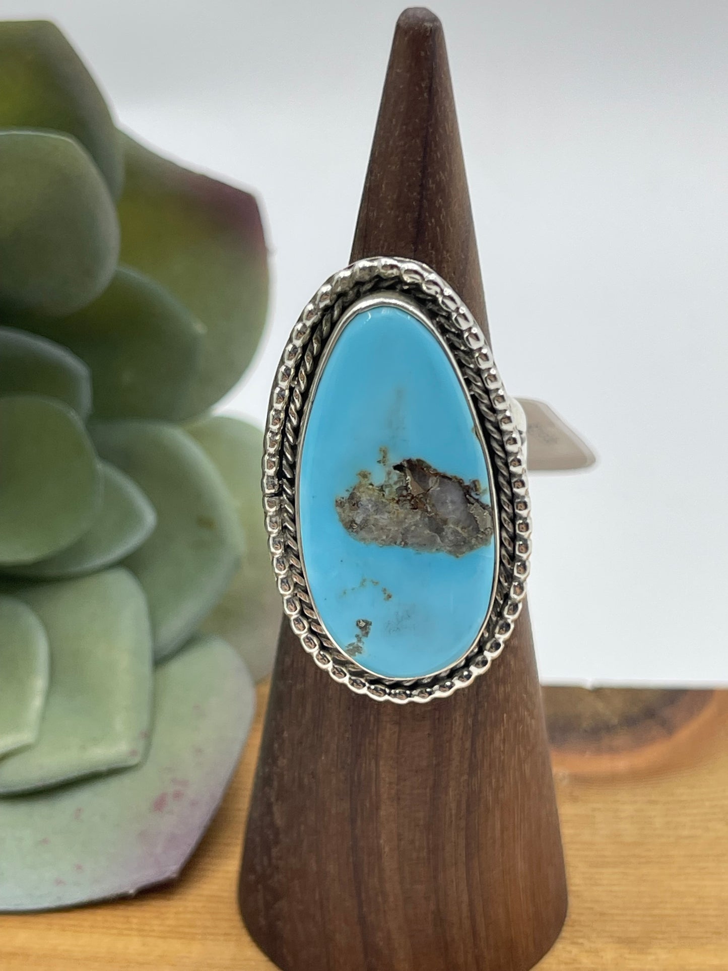 6.0 Kingman Turquoise Ring by Andrew Vandever, Navajo
