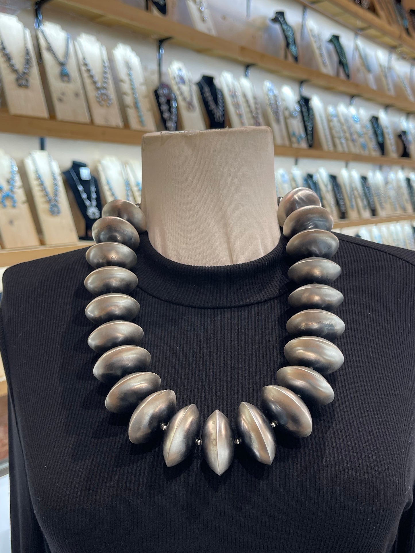 22” +3” Extender 35.5MM Handmade Navajo Pearls by Crystal Haley, Navajo