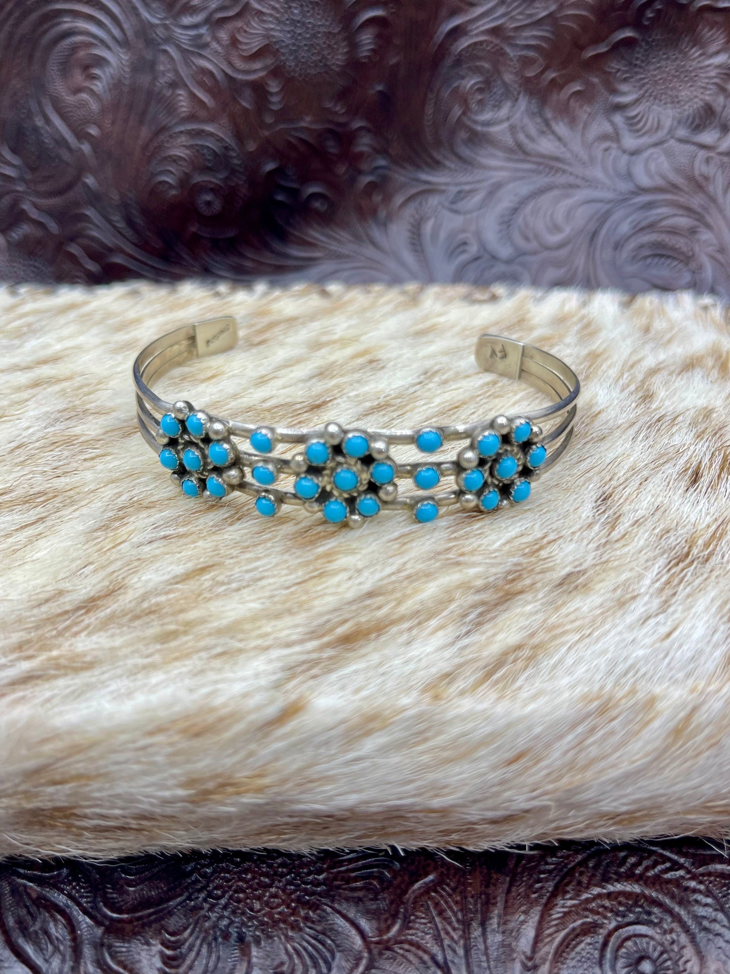 5.5" - 7" Zuni Flower Snake Eye Cuff