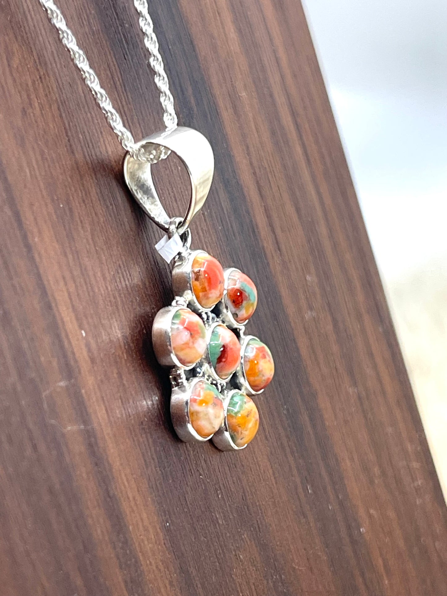 20" Rope Chain Orange Crush Cluster Necklace