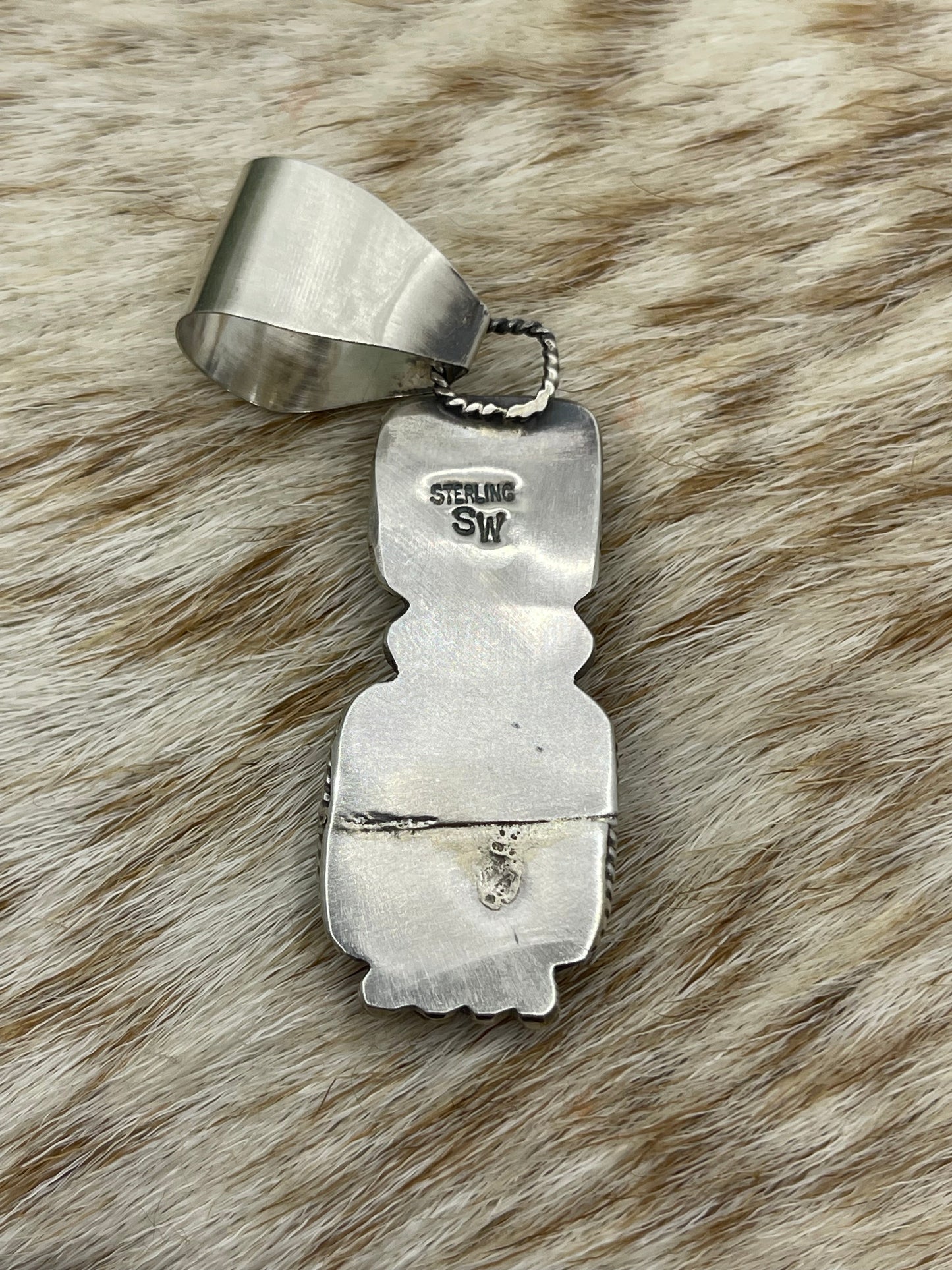 Square 2 Stone Pendant by Selina Warner, Navajo