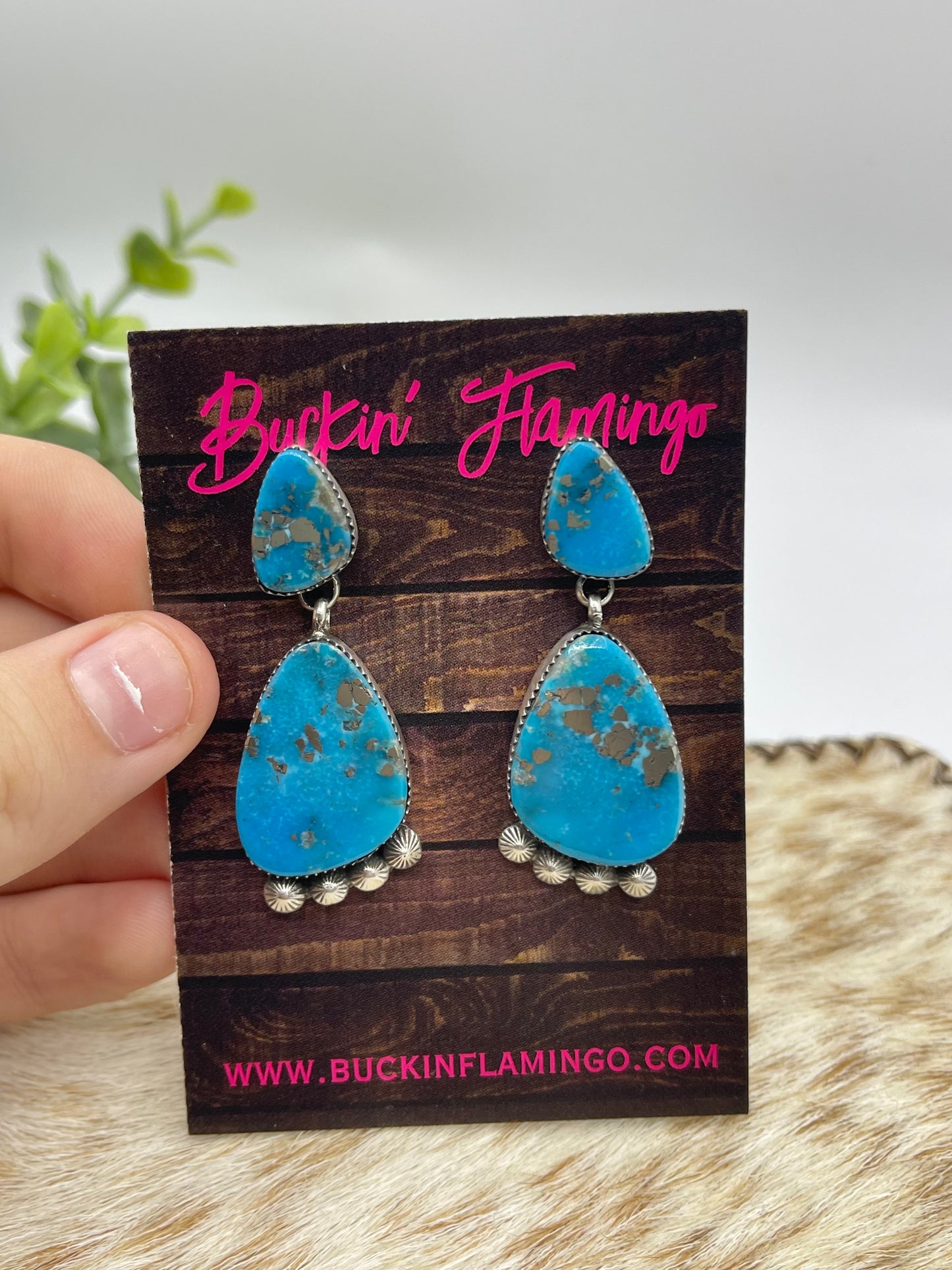 2 Stone Earrings by Selina Warner, Navajo
