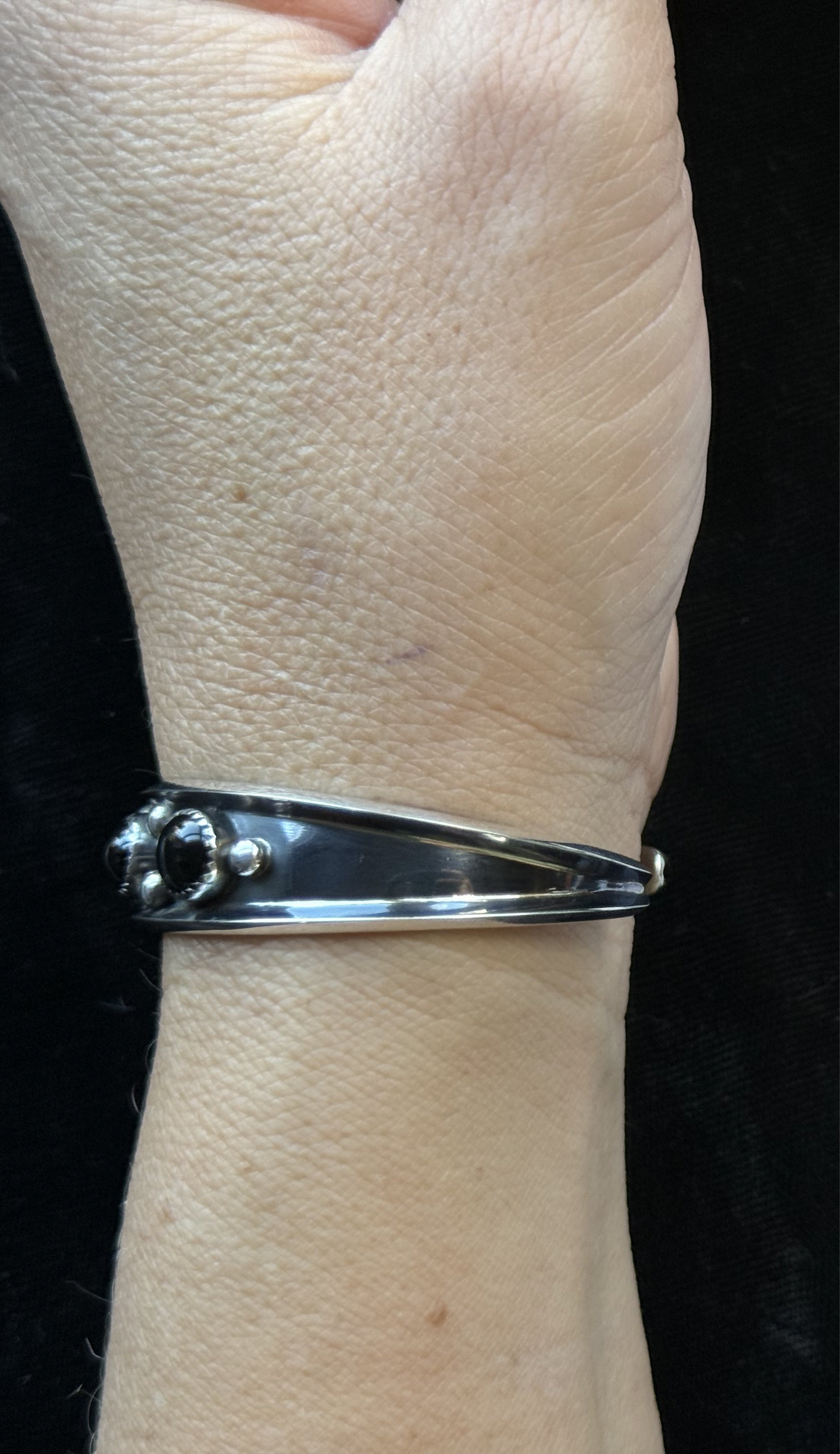 6 1/4" 5 Stone Black Onyx Cuff by Paul Largo, Navajo