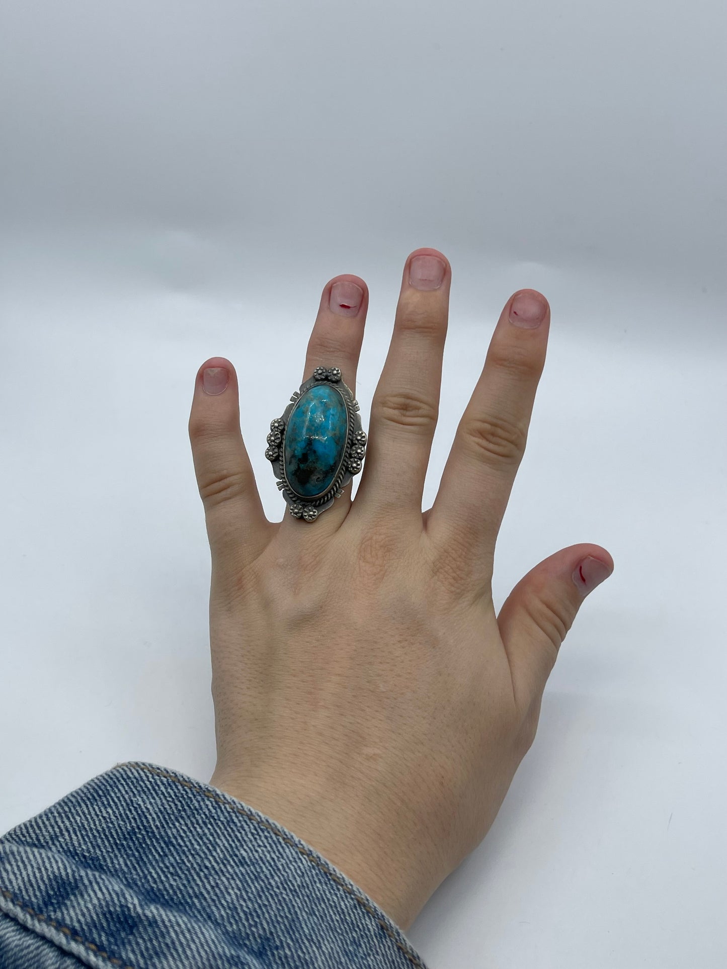 7.5 Persian Turquoise Ring By John Nelson, Navajo