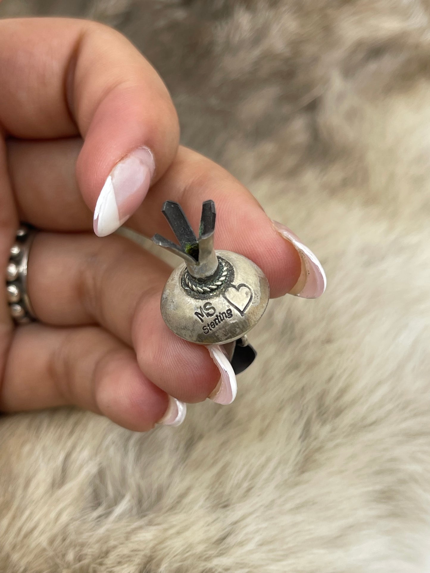 4.8mm Bail Silver Blossom Pendant by Monica Smith, Navajo