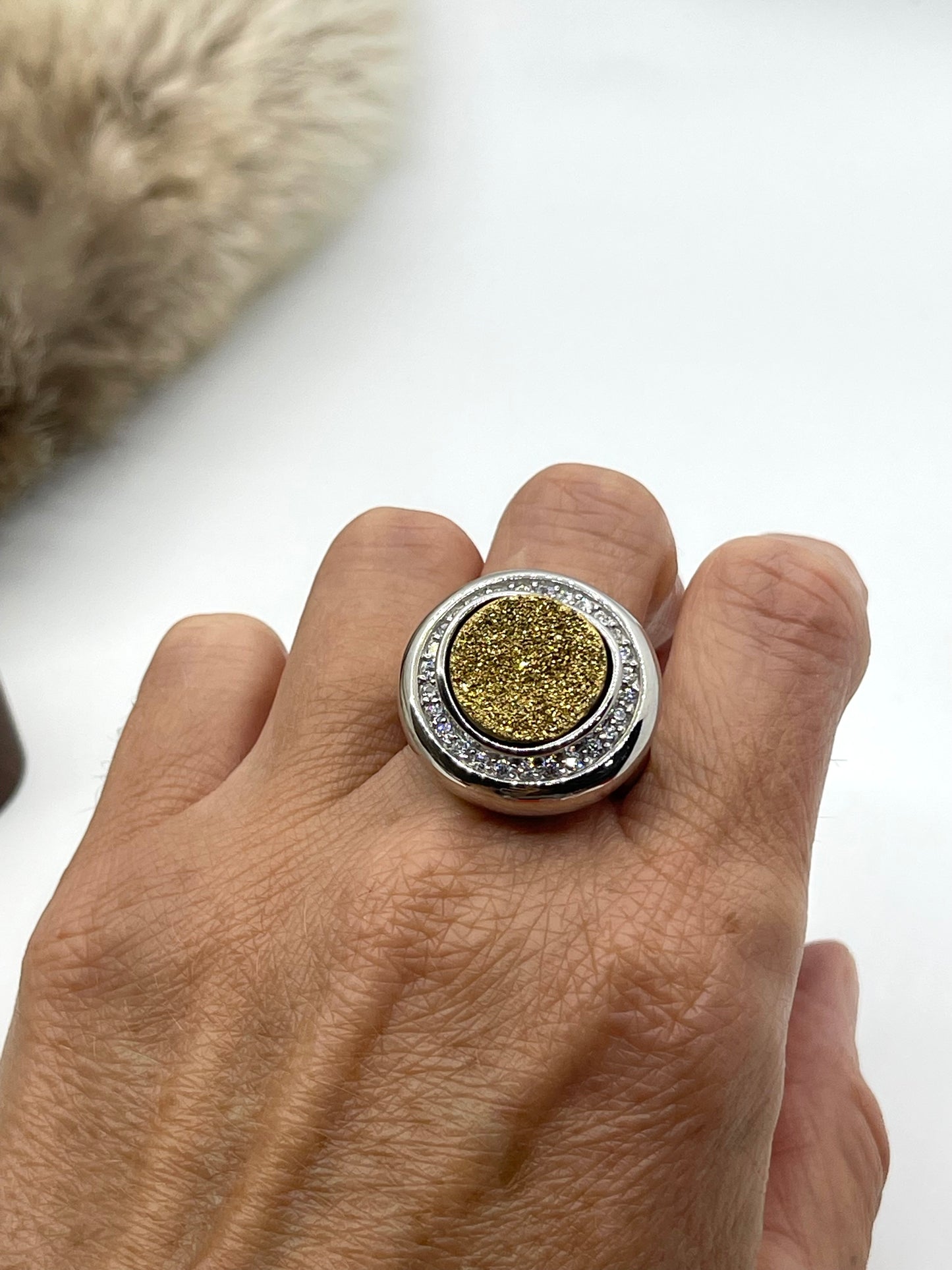 9.0 Gold Druzy Ring