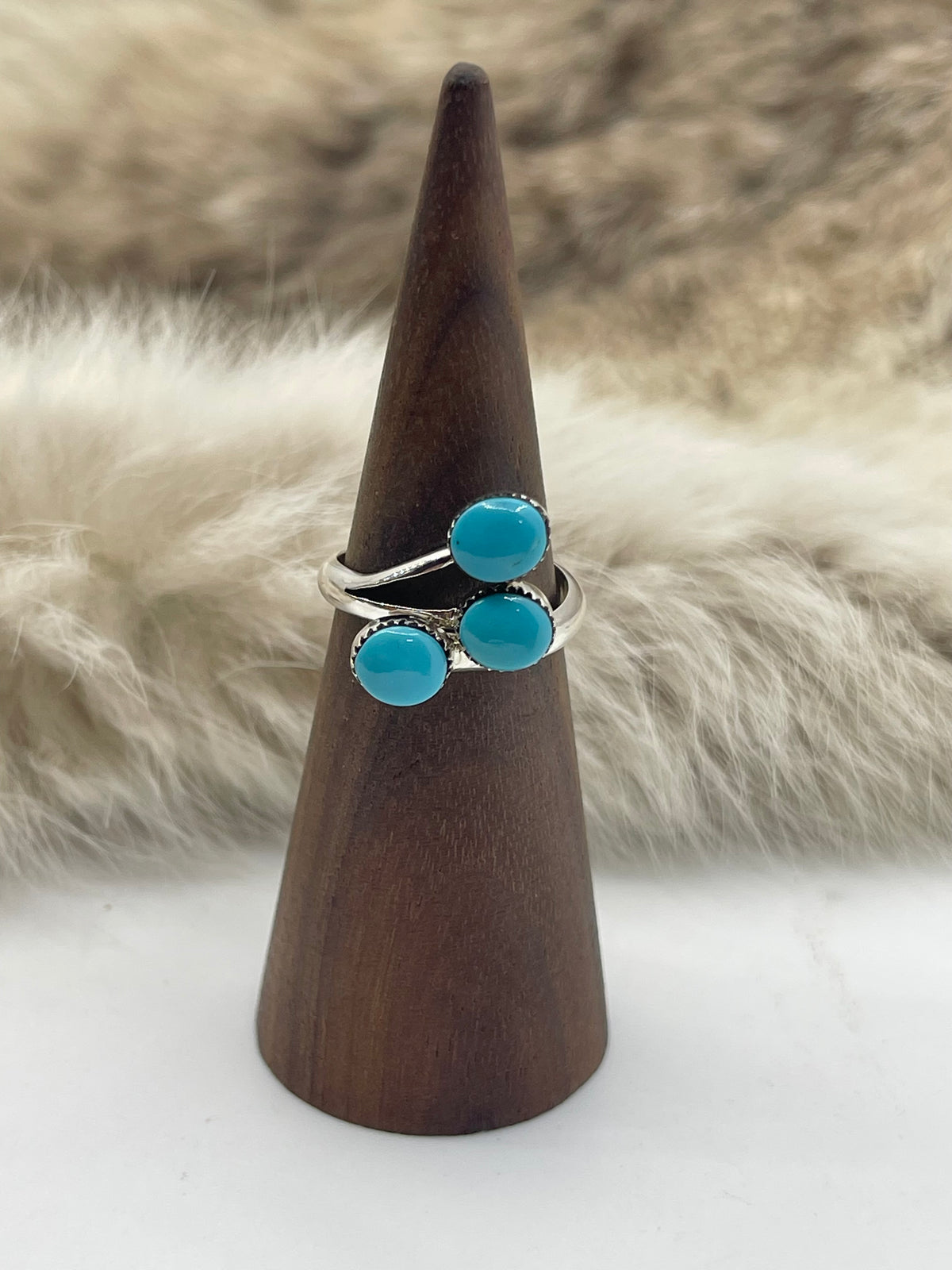 7.0 3 Stone Turquoise Ring by Paley & Darlene Coonsis, Zuni