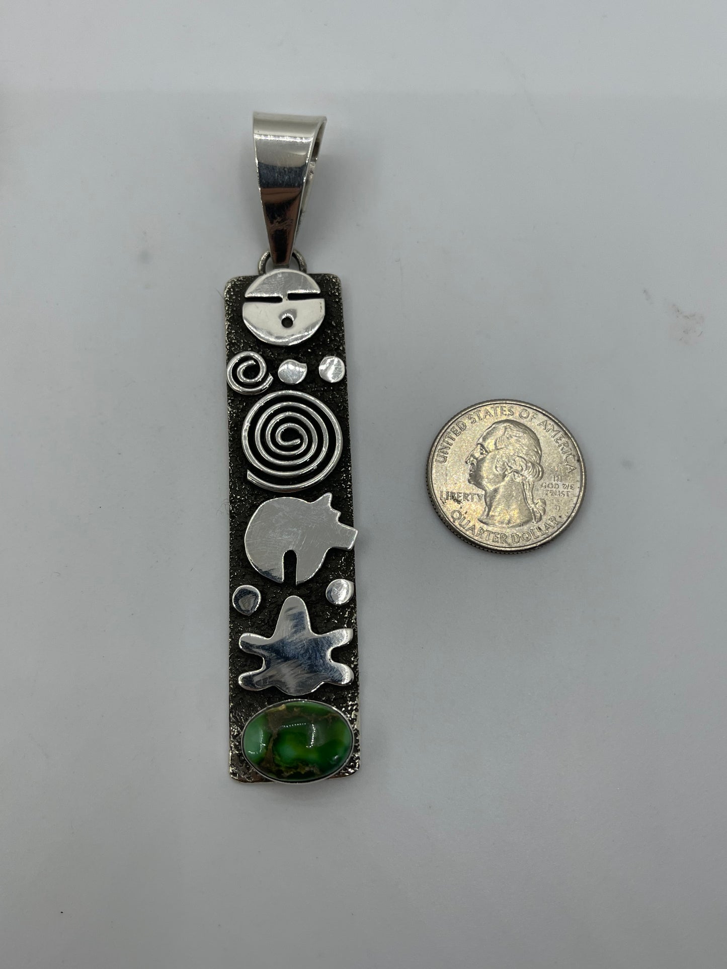 Long Rectangle Pendant with Sonoran Gold Turquoise by Alex Sanchez, Navajo