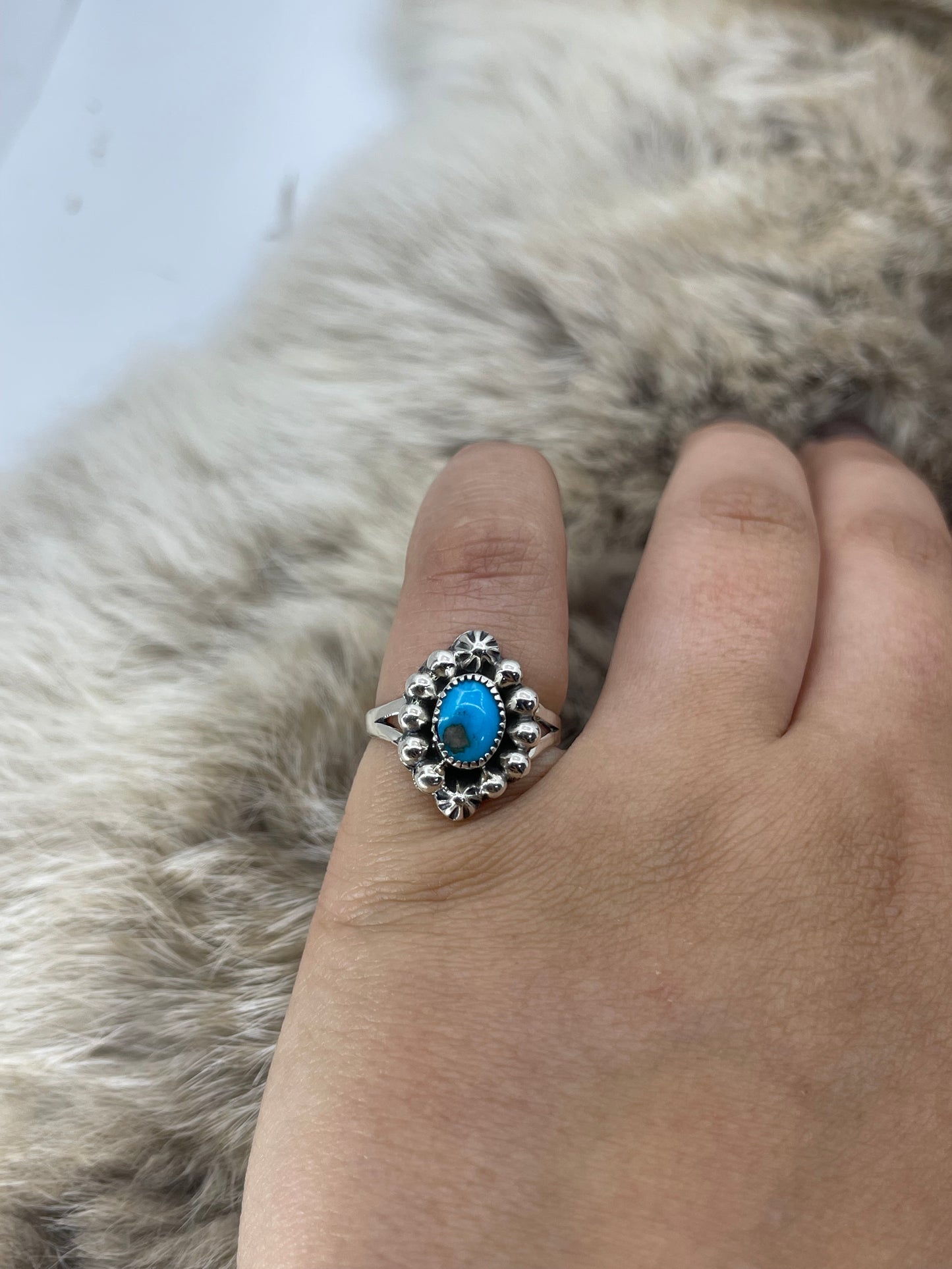 6.5 Turquoise "Star Drop" Ring by Mike Smith, Navajo
