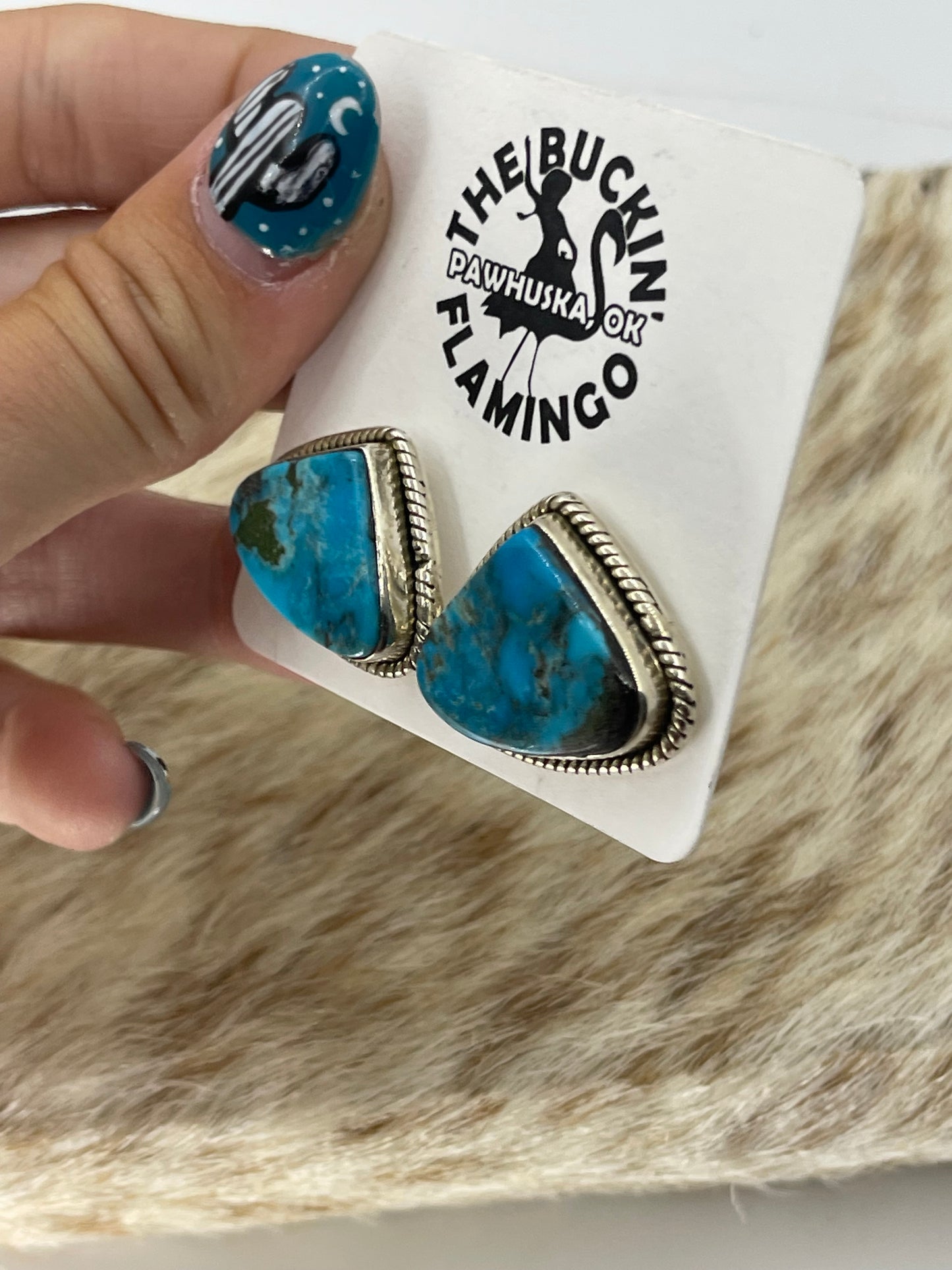 Triangle Kingman Turquoise Post Earrings