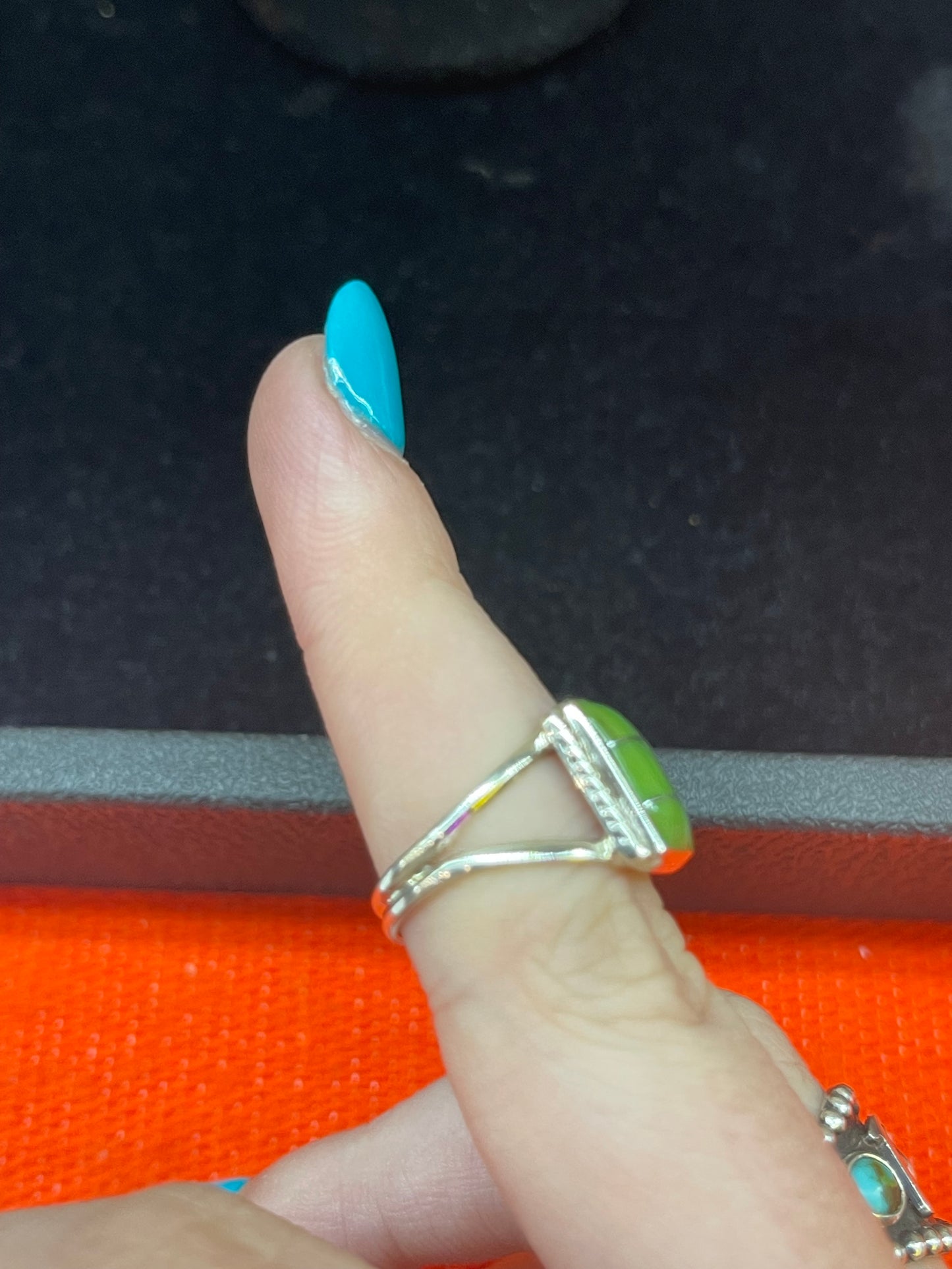 Green Opal Rectangle Ring