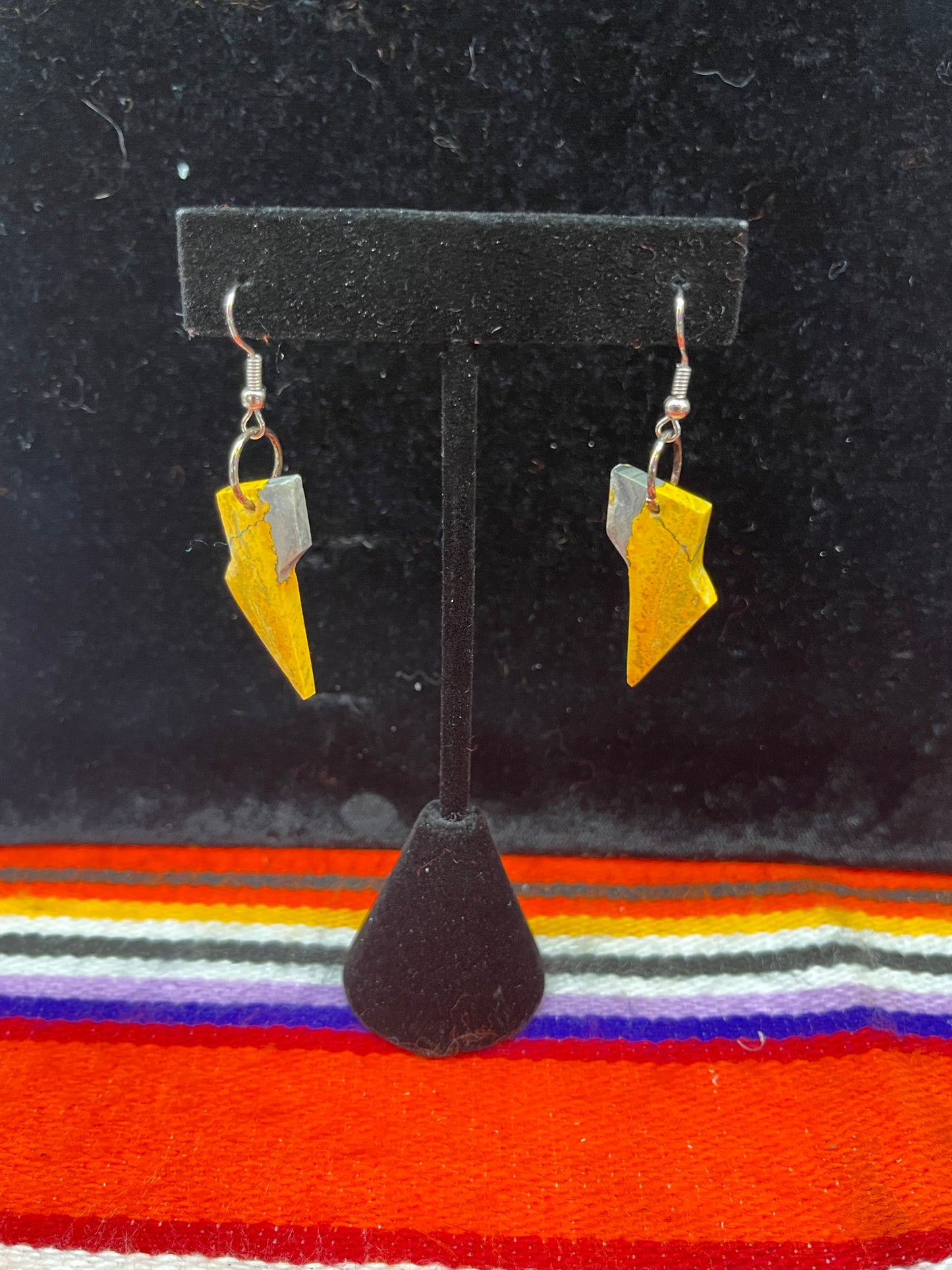 Bumblebee Jasper Lighting Bolt Earrings