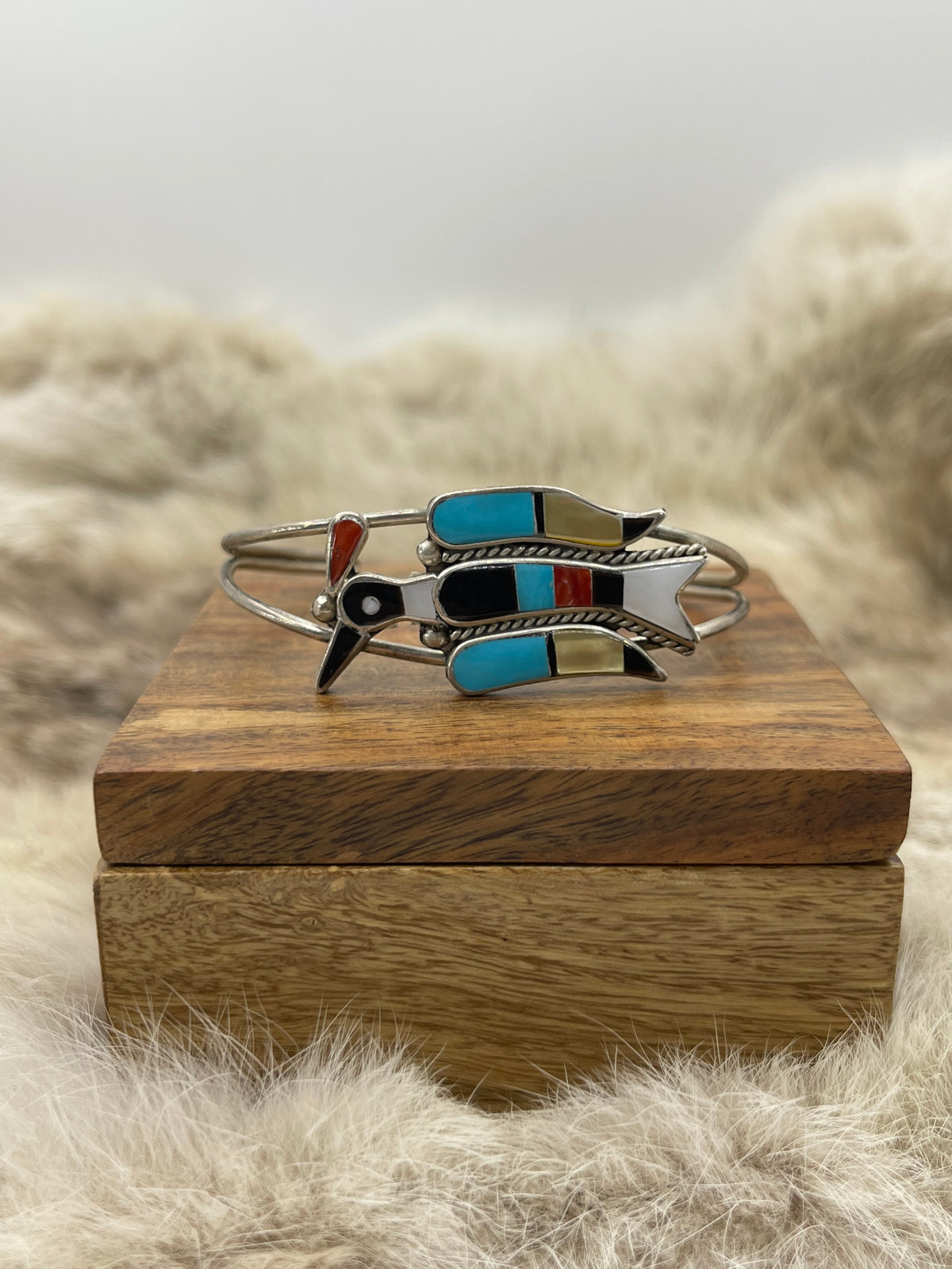 6”-6.5” Inlay Cuff Bracelet by Lynnette Laiwakete, Zuni