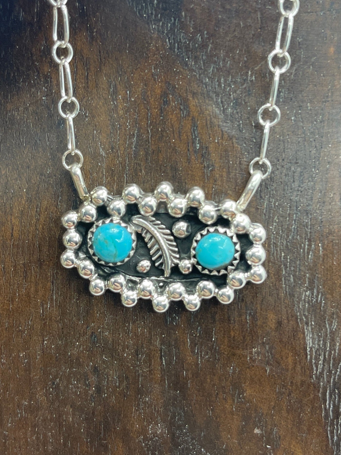 2 Stone Turquoise with Feather by Suzanna Johnson, Navajo