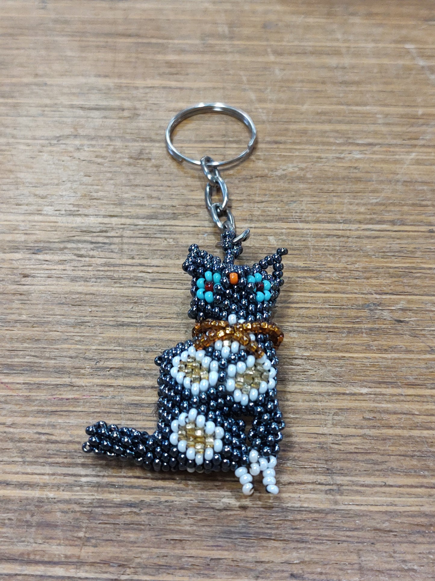 Cat Seed Bead keychain