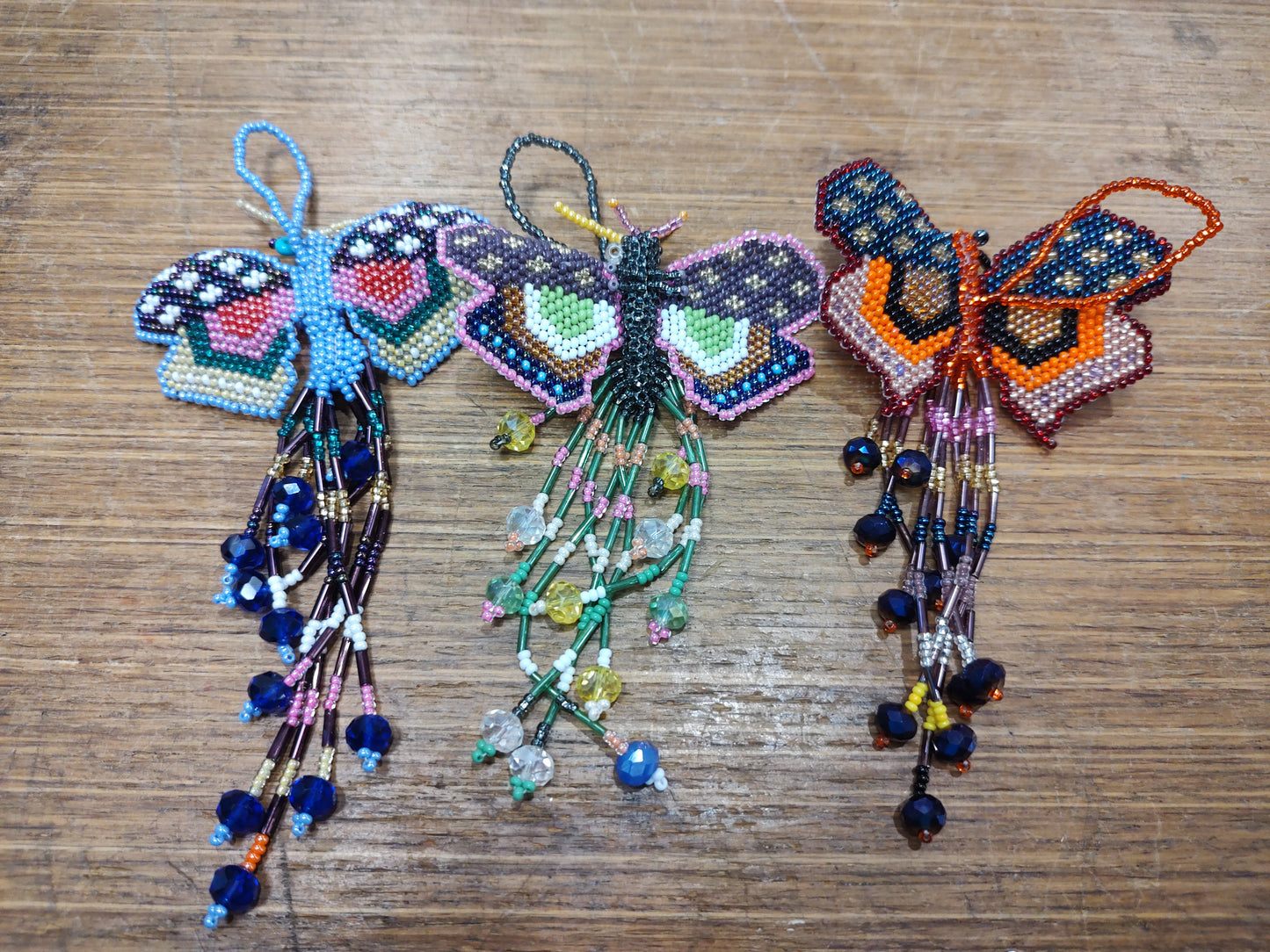 Beaded butterfly ornament