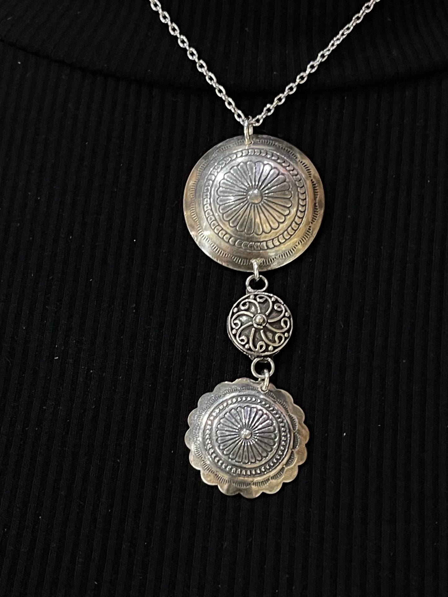 16" Triple Concho Dangle Necklace