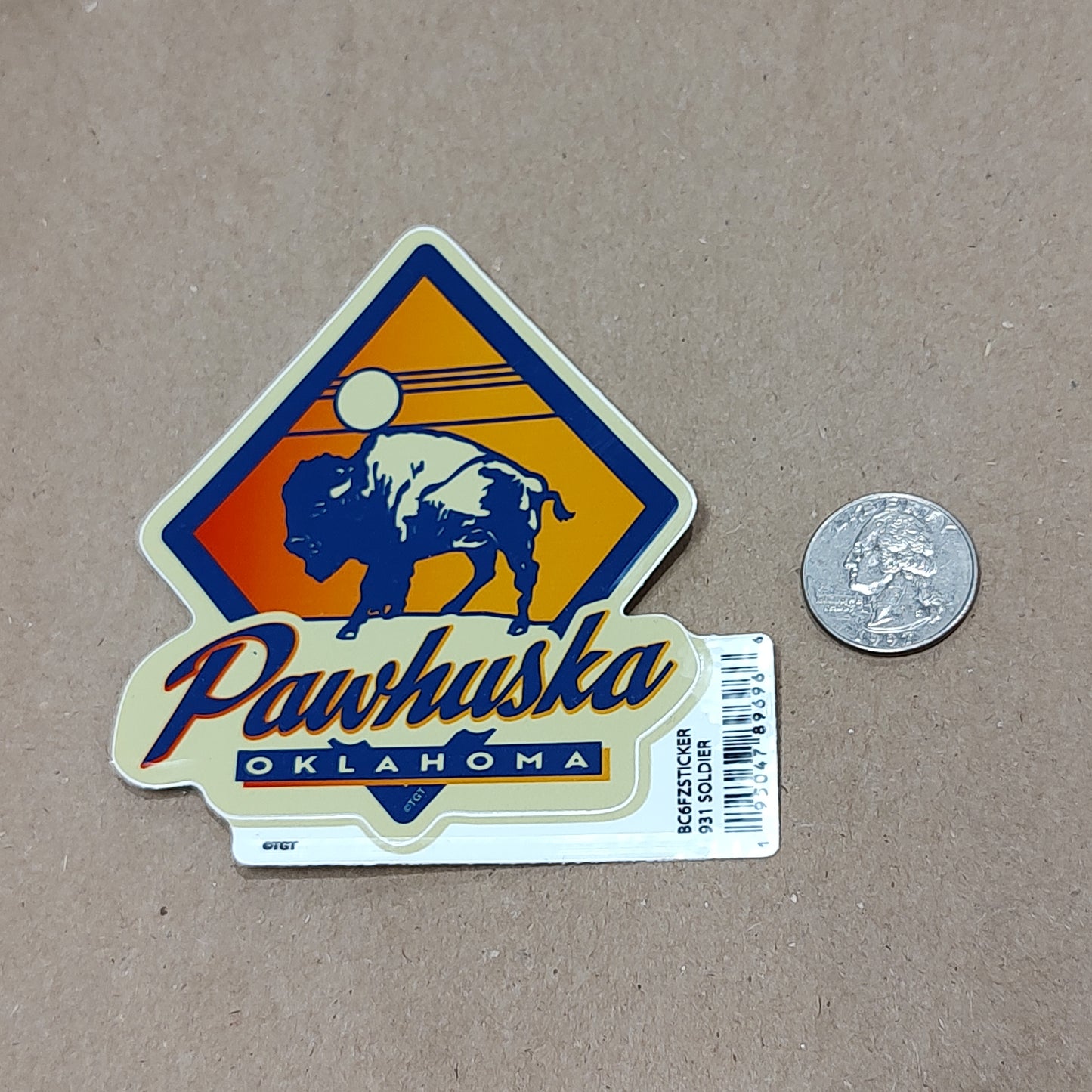 Pawhuska Oklahoma Sunset with Buffalo- sticker