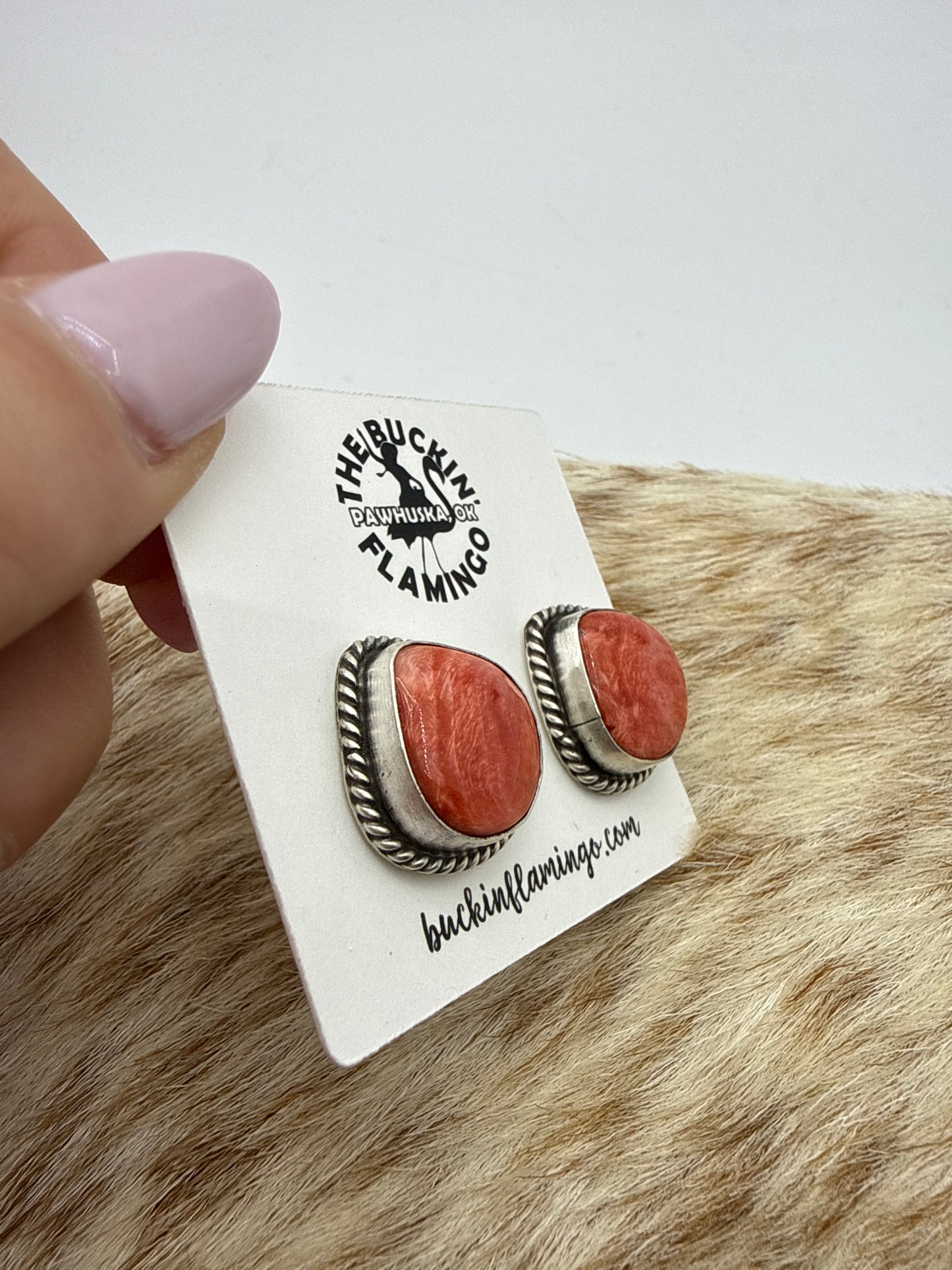 Spiny Oyster Earrings by Chassity Belone, Navajo