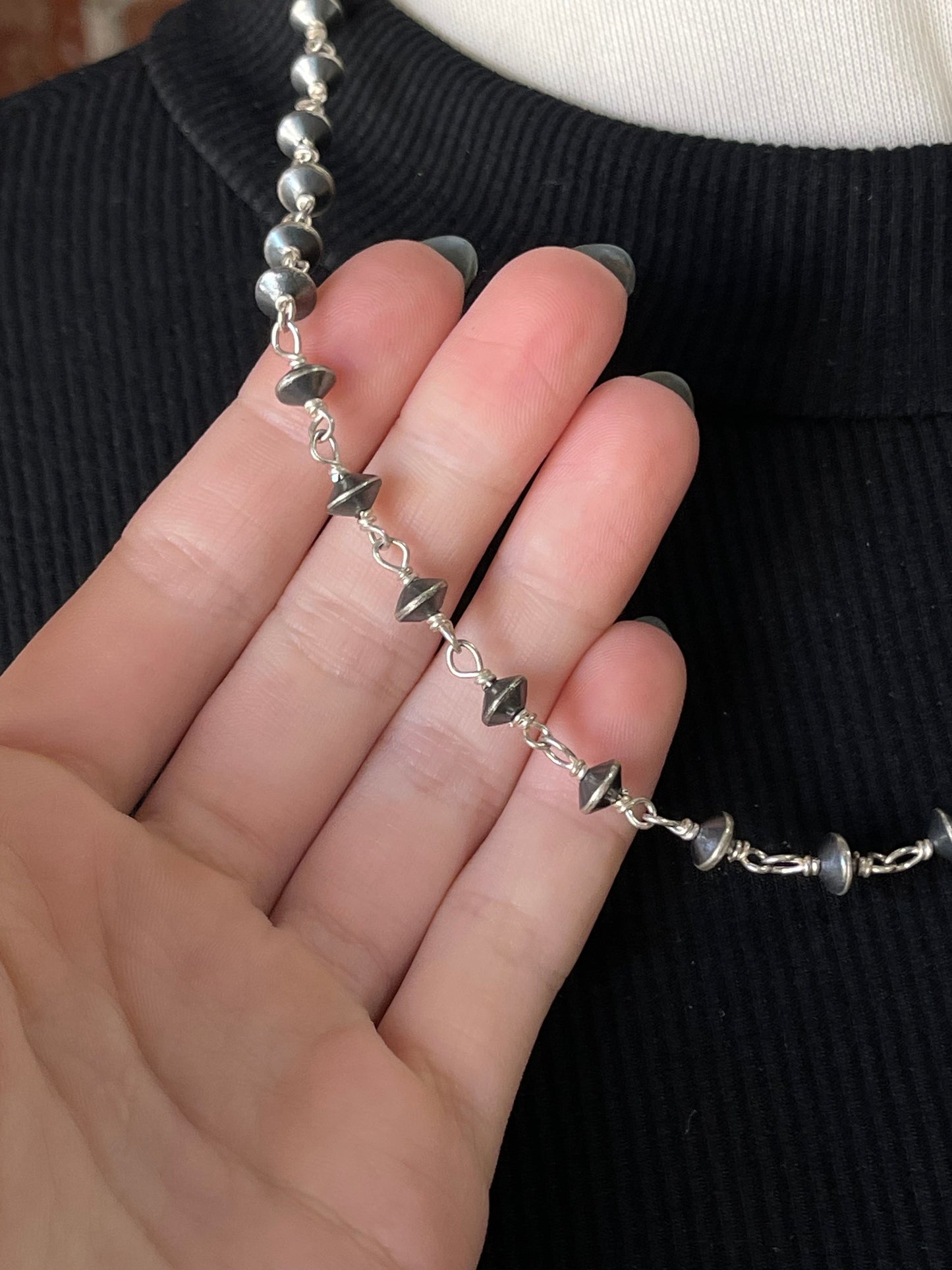 18" 6mm Rosary Style Handmade Navajo Pearl Necklace