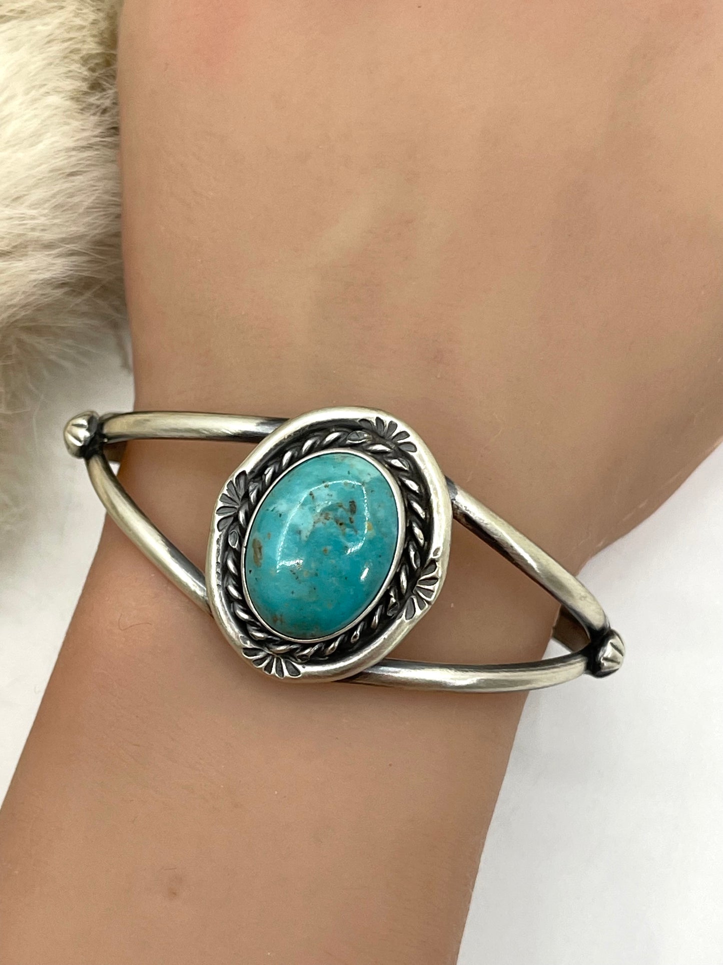 5.5" - 7.25" Kingman Turquoise Cuff by Augustine Largo, Navajo