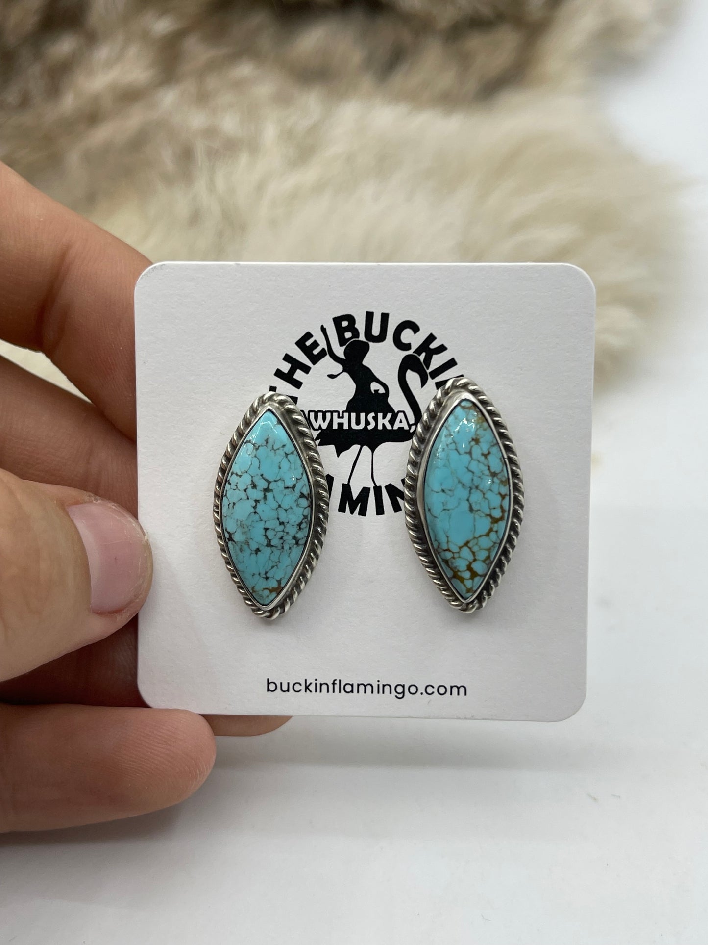 #8 Turquoise Post at Top Earrings by Judith Dixon, Navajo