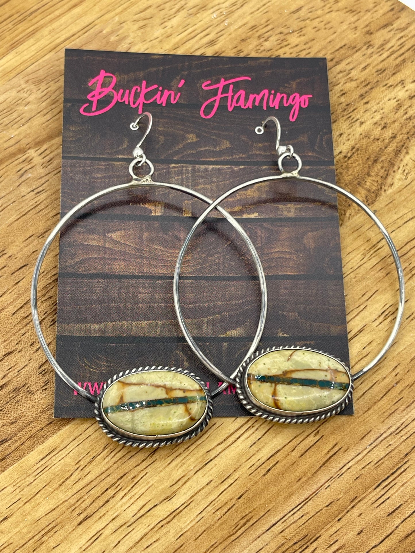 Royston Ribbon Turquoise Dangle Hoop Earrings by Elouise Kee, Navajo