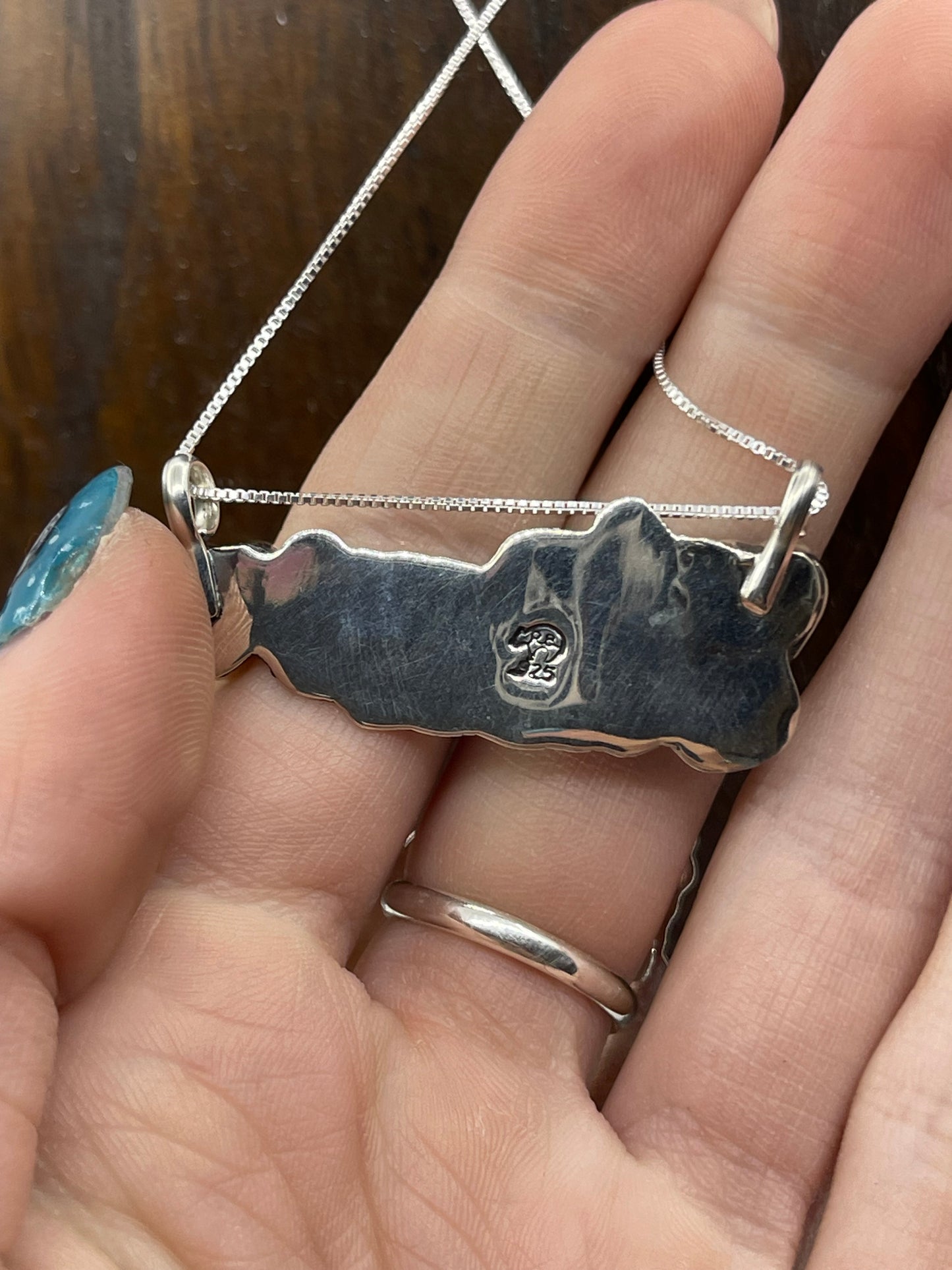 LOT 9 A 11/30 16" Turquoise Heart "NANA" Necklace by Myra Benally, Navajo