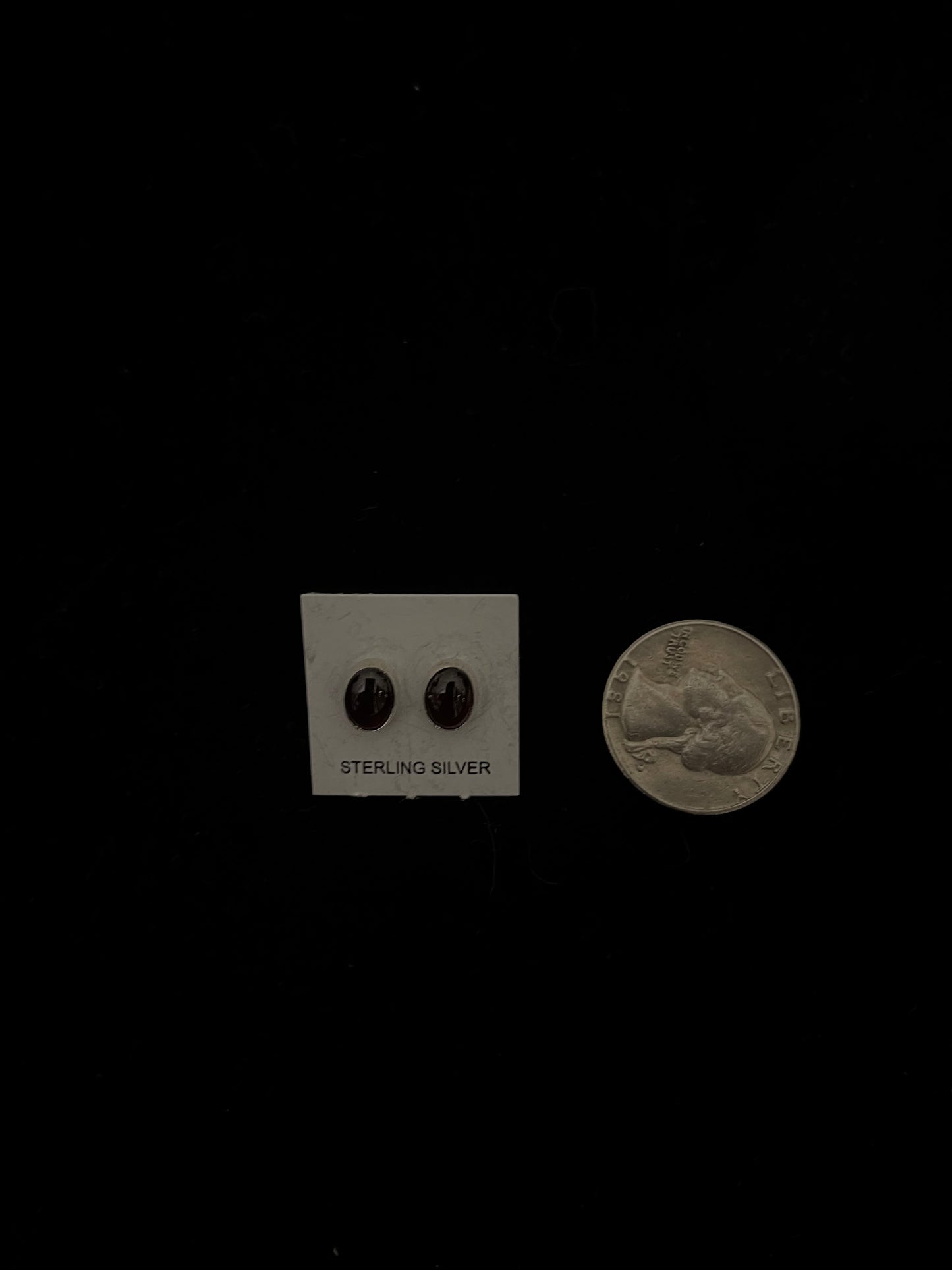 Oval Garnet Post Earrings