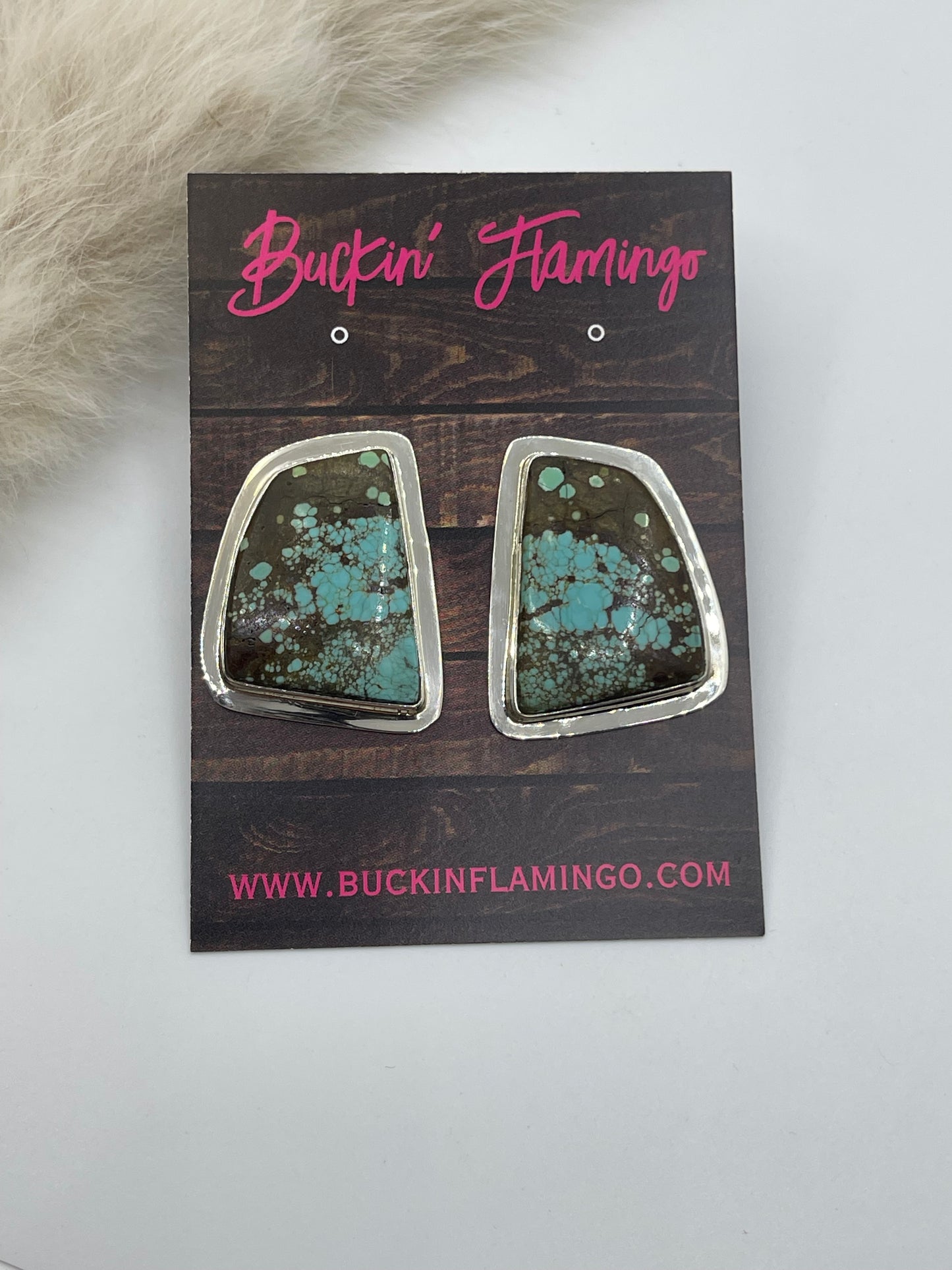 #8 Turquoise Post Earrings by Marie Jackson, Navajo