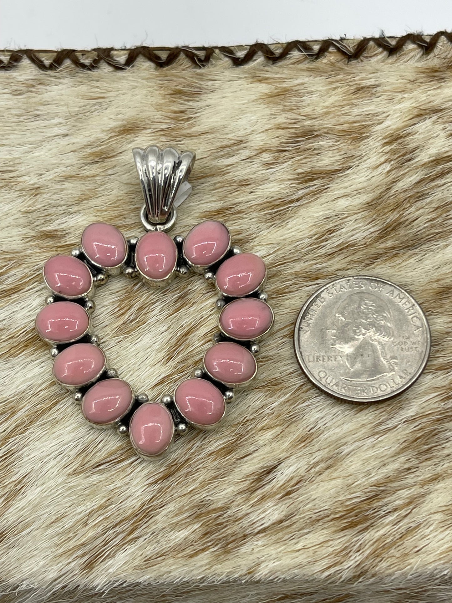 LOT 87 1/25 Pink Conch Shell Heart Pendant with a 7mm Bale