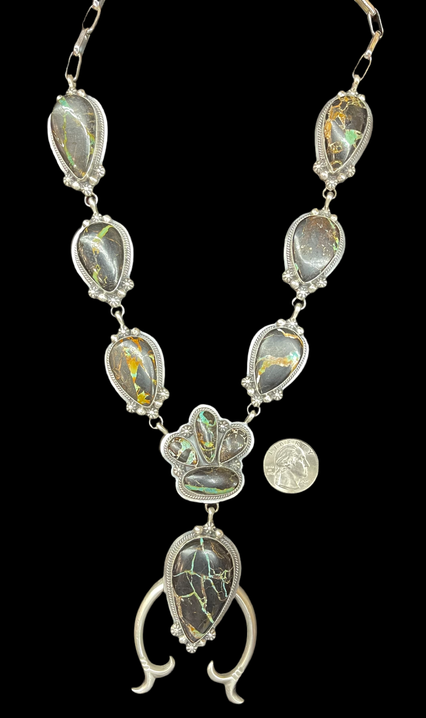 Blackjack Turquoise Lariat by Lynn Platero, Navajo