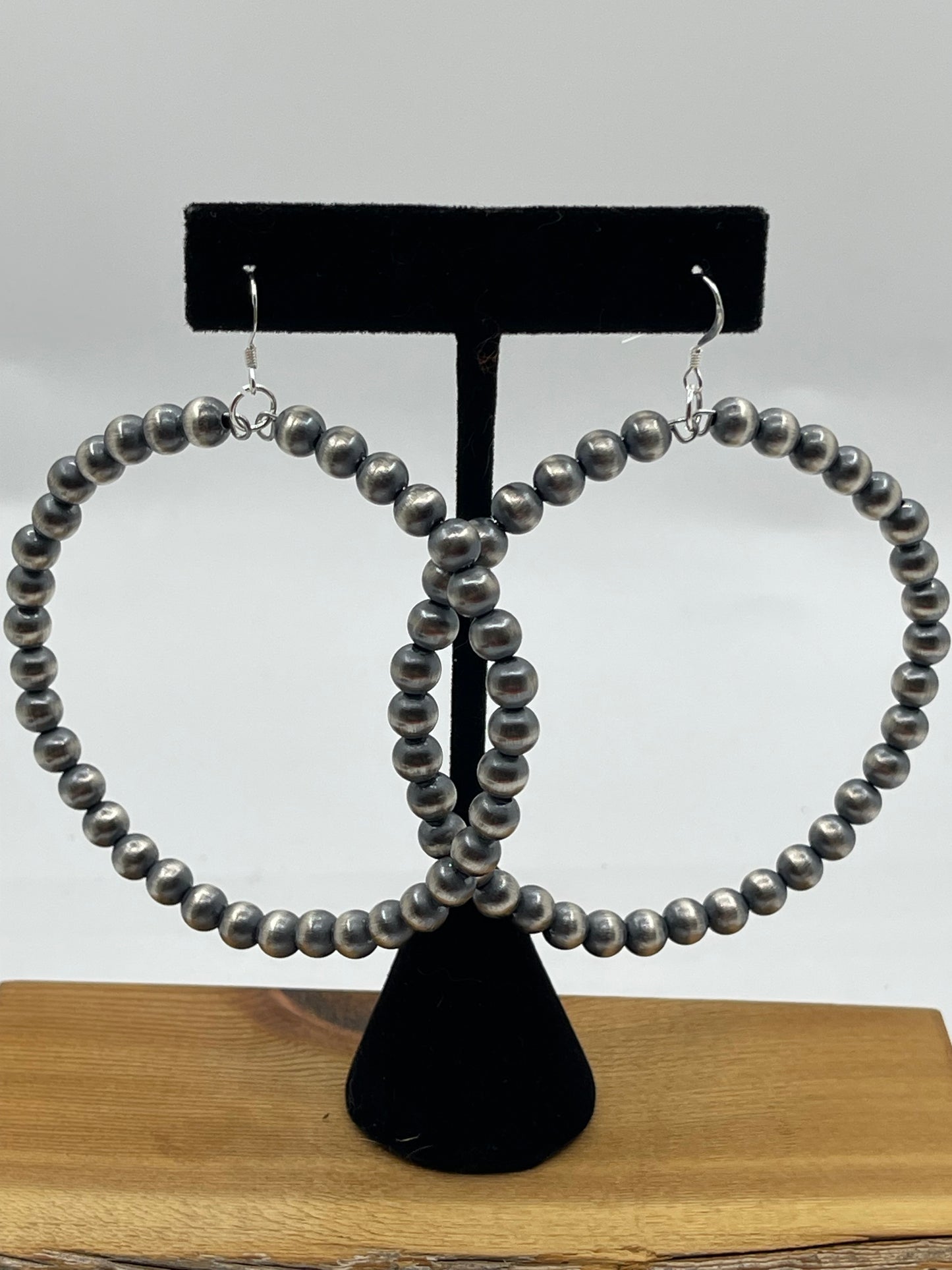 6mm Handmade Navajo Pearl Dangle Hoop Earrings by Isabelle John, Navajo